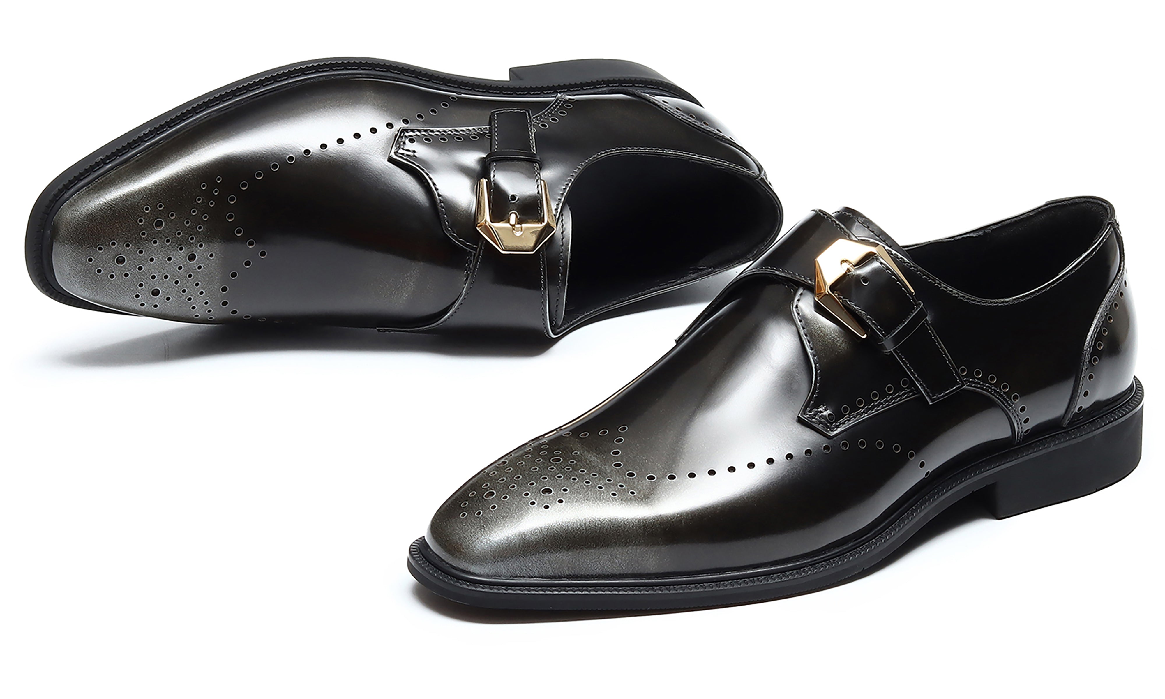 Men's Dress Semi Brogues Monk Strap Loafers