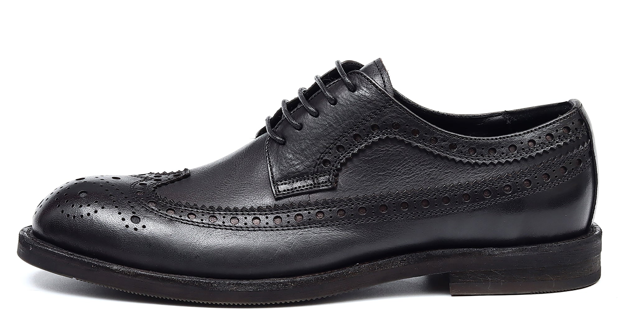 Zapatos brogue retro de ala larga de moda masculina Debry