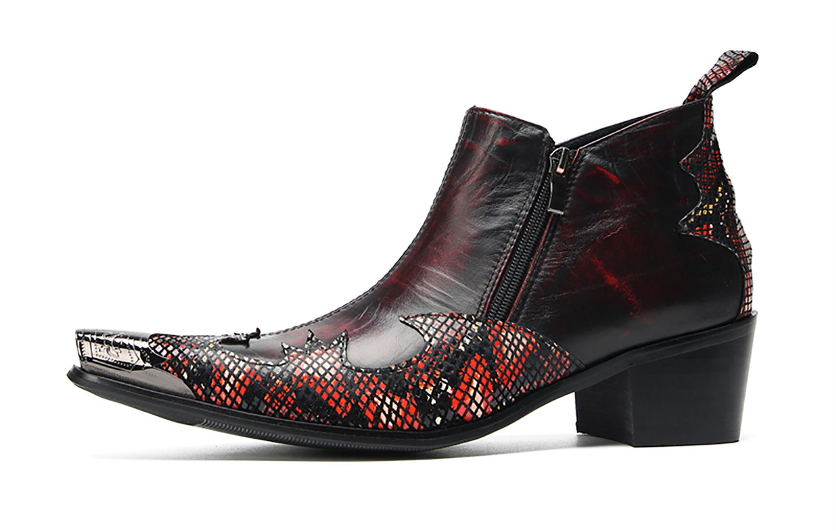 Botines estilo western con punta de metal para hombre