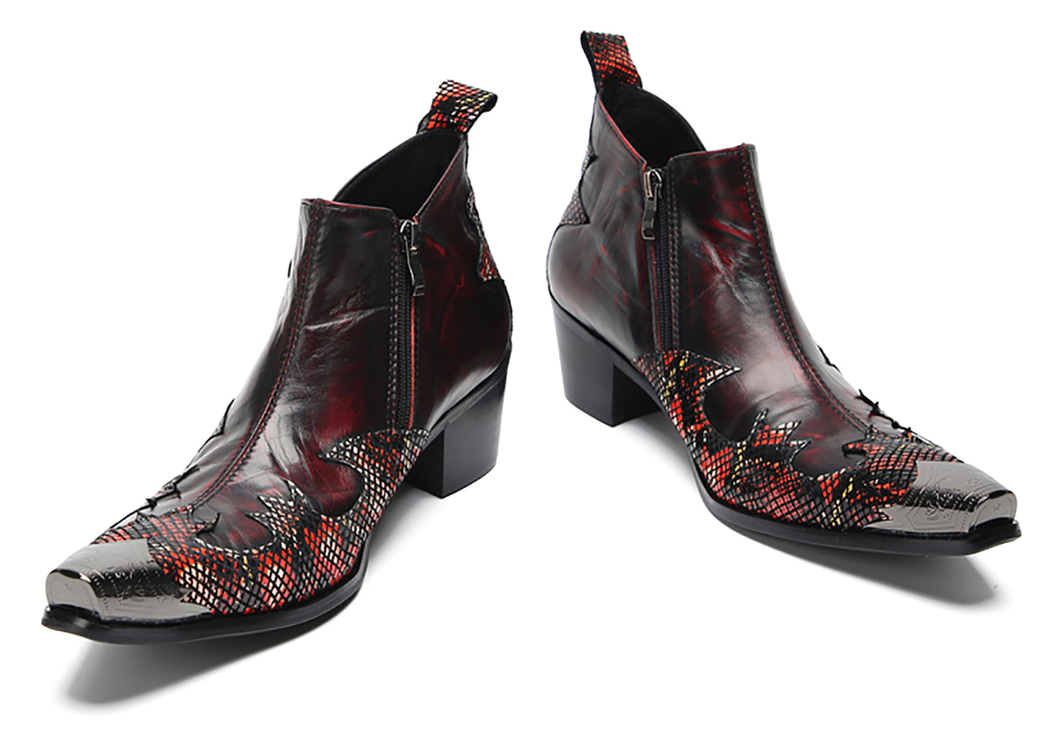 Botines estilo western con punta de metal para hombre