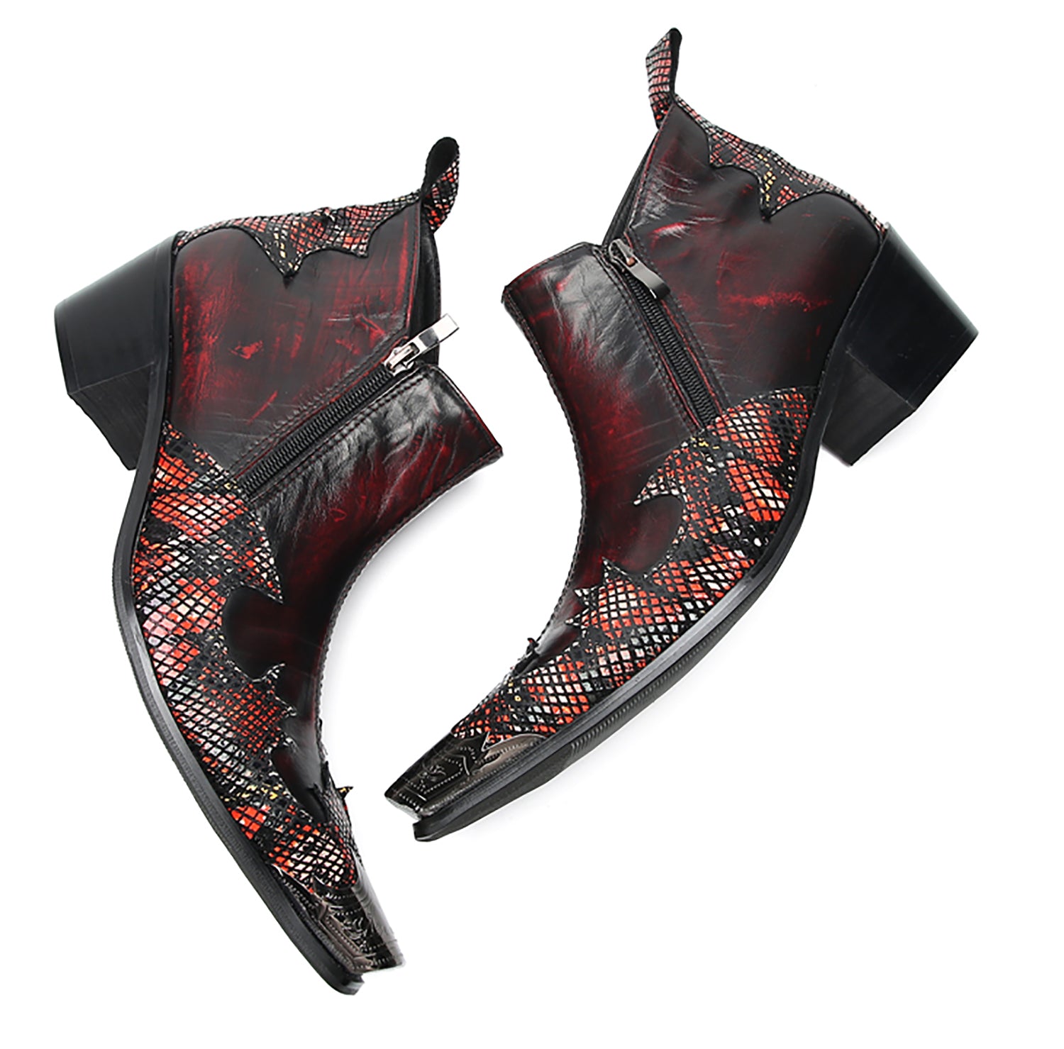 Men's Metal Tip Western Ankle Boots