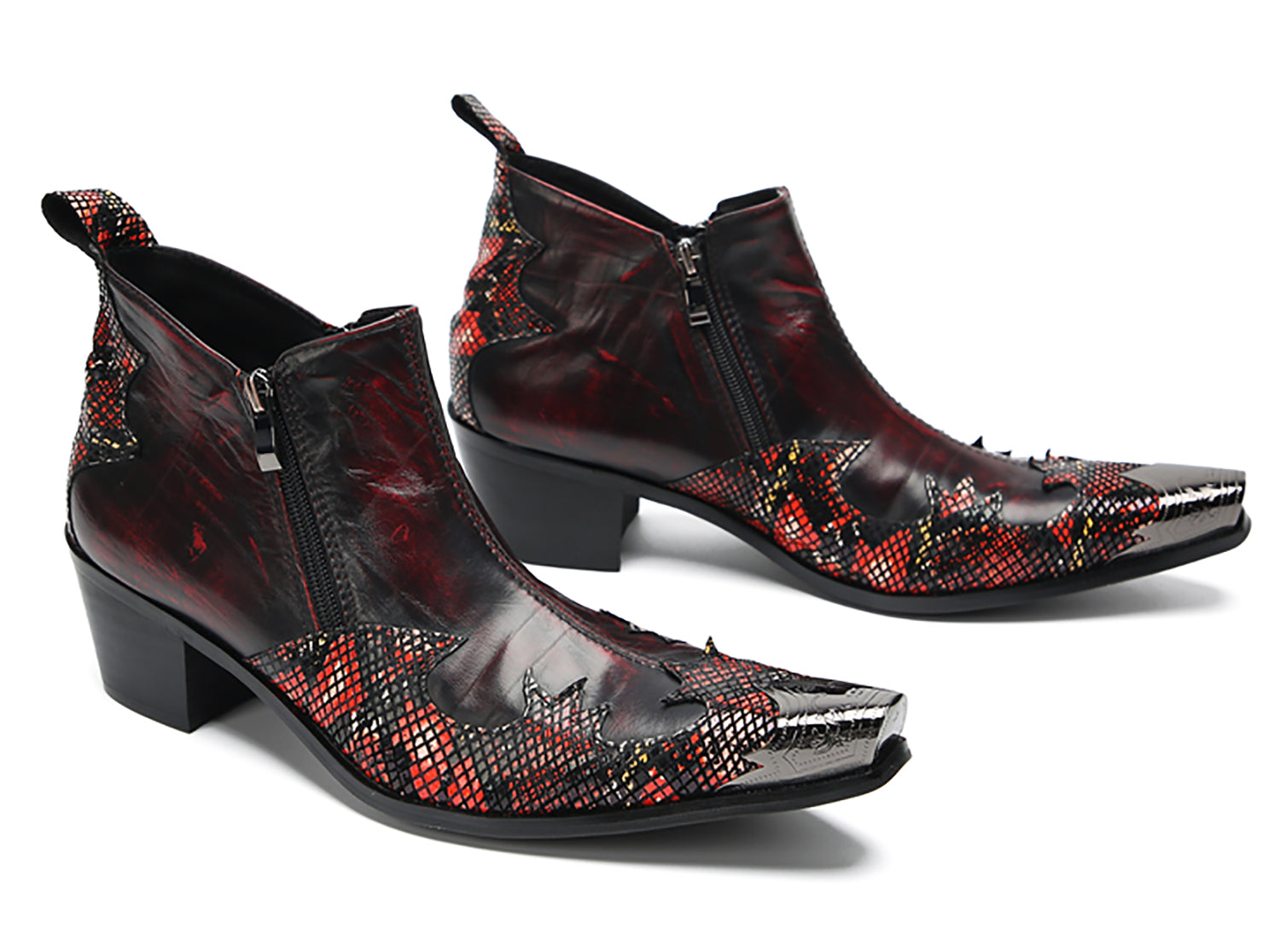 Botines estilo western con punta de metal para hombre