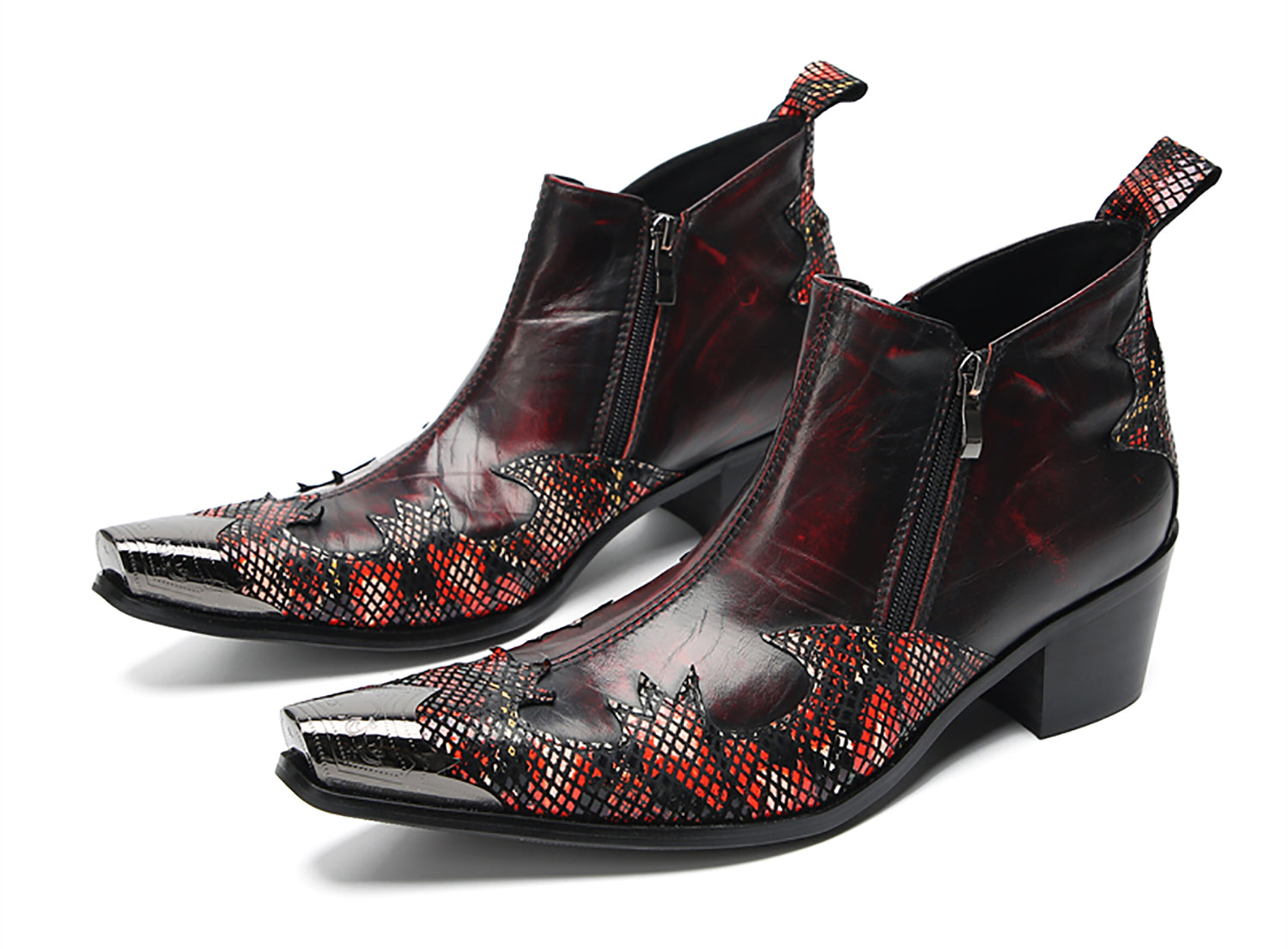 Botines estilo western con punta de metal para hombre