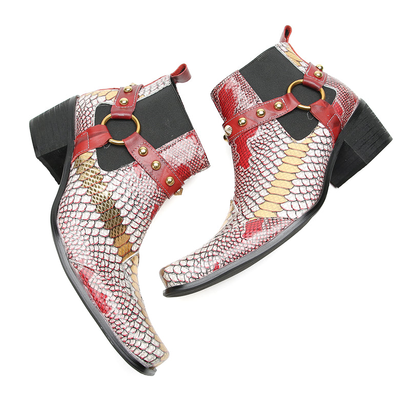 Men's Fashion Buttons Beaded Western Chelsea Boots