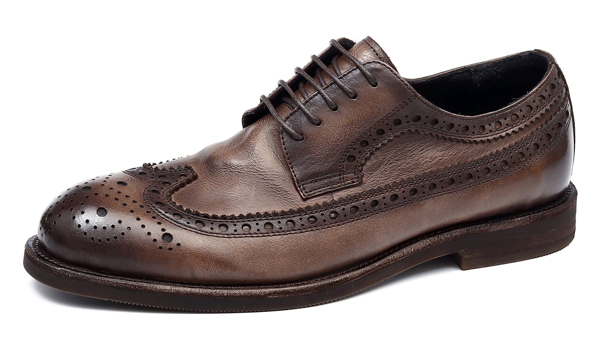 Zapatos brogue retro de ala larga de moda masculina Debry