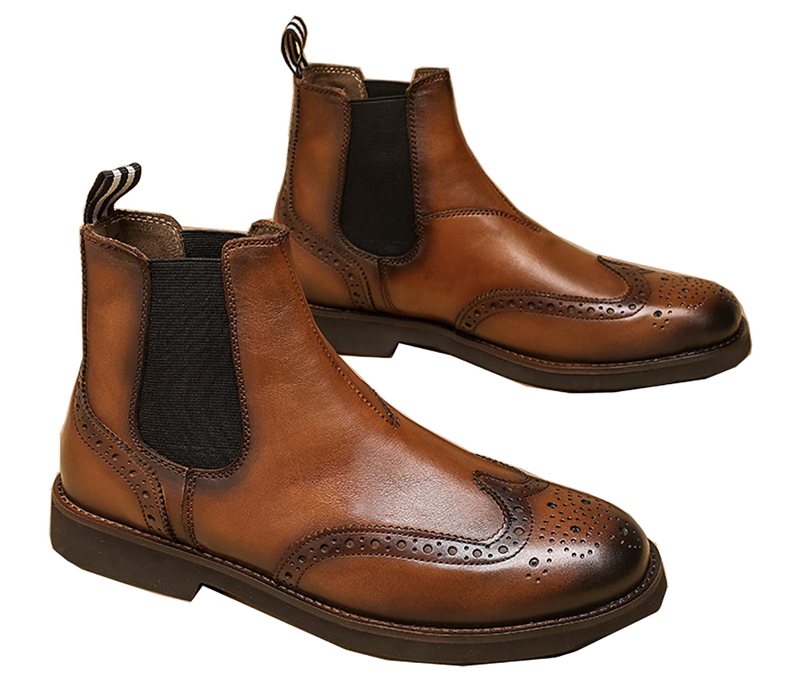 Men's Genuine Handmade Wingtips Brogues Chelsea Boots