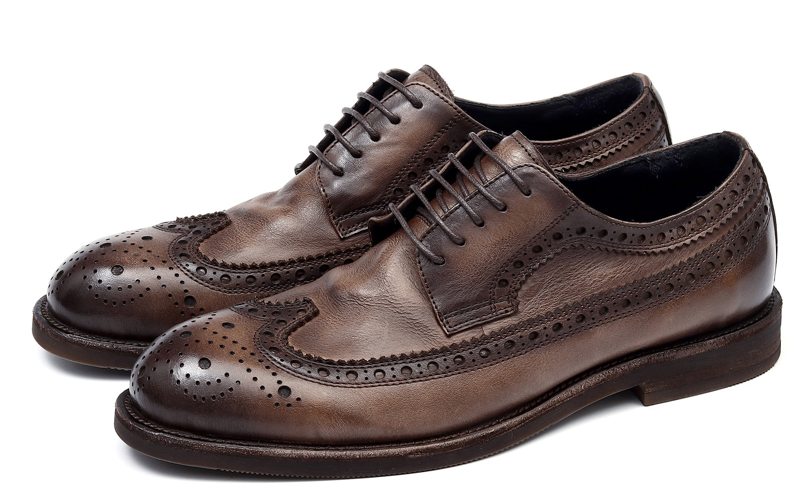 Zapatos brogue retro de ala larga de moda masculina Debry