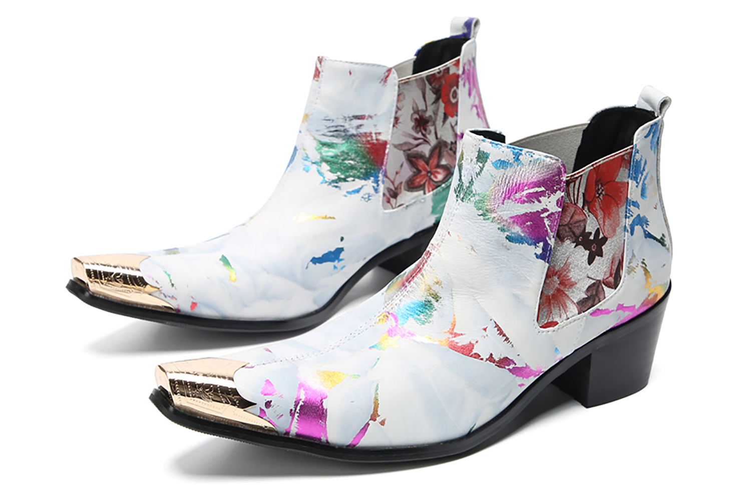 Men's Metal Tip Graffiti Western  Boots