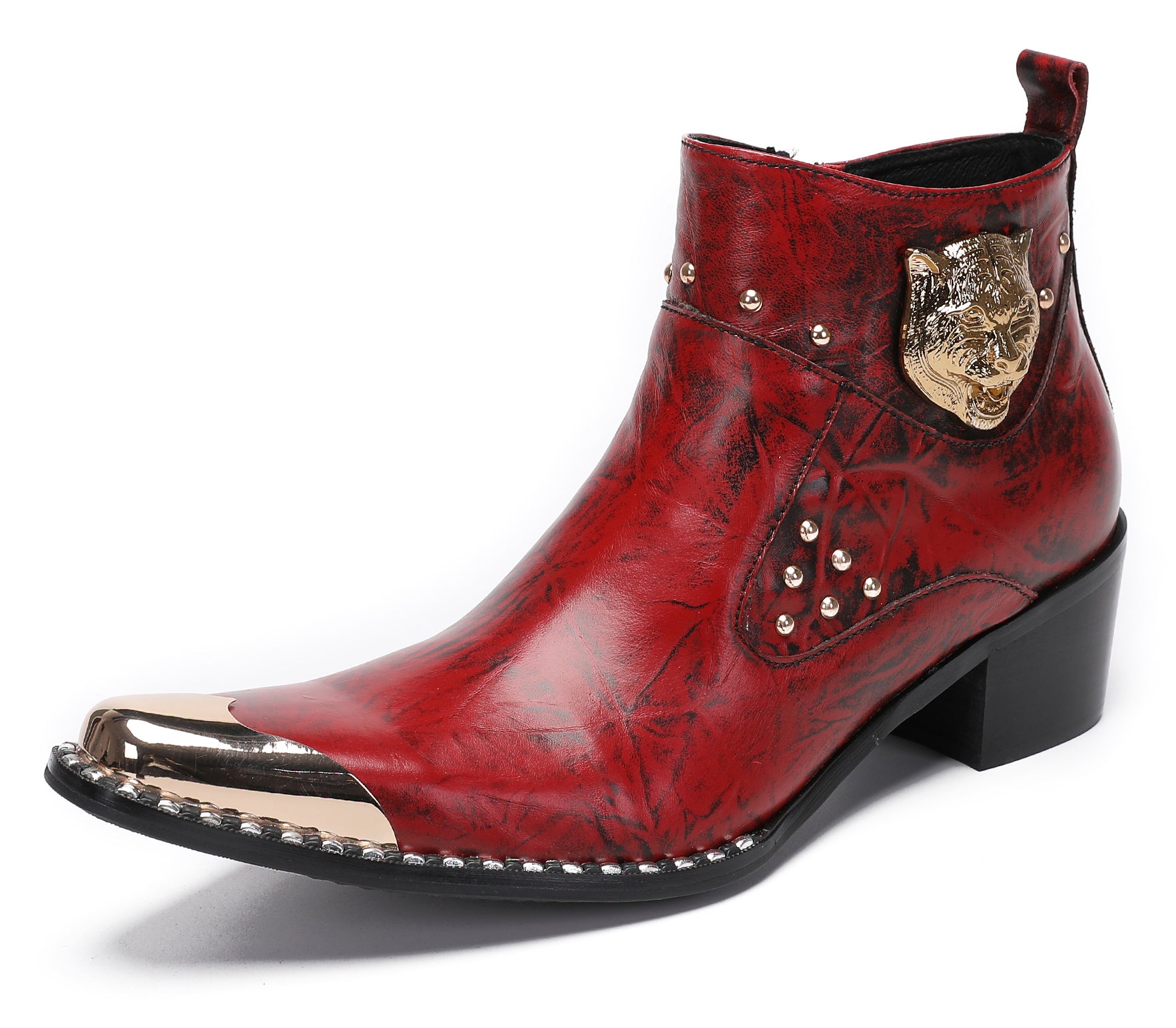 Mens Dress Western Boots Meal Square Tiger