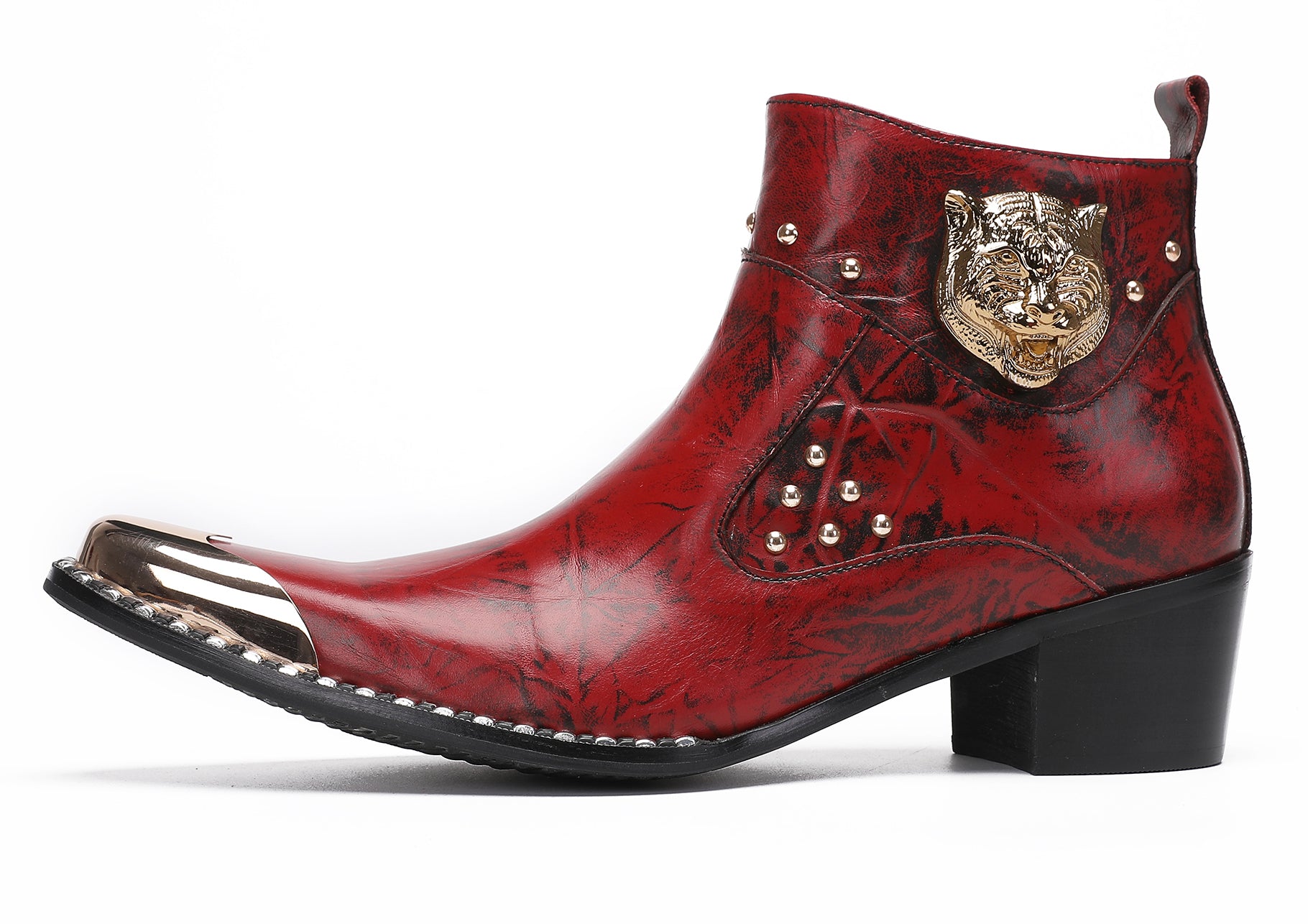 Mens Dress Western Boots Meal Square Tiger