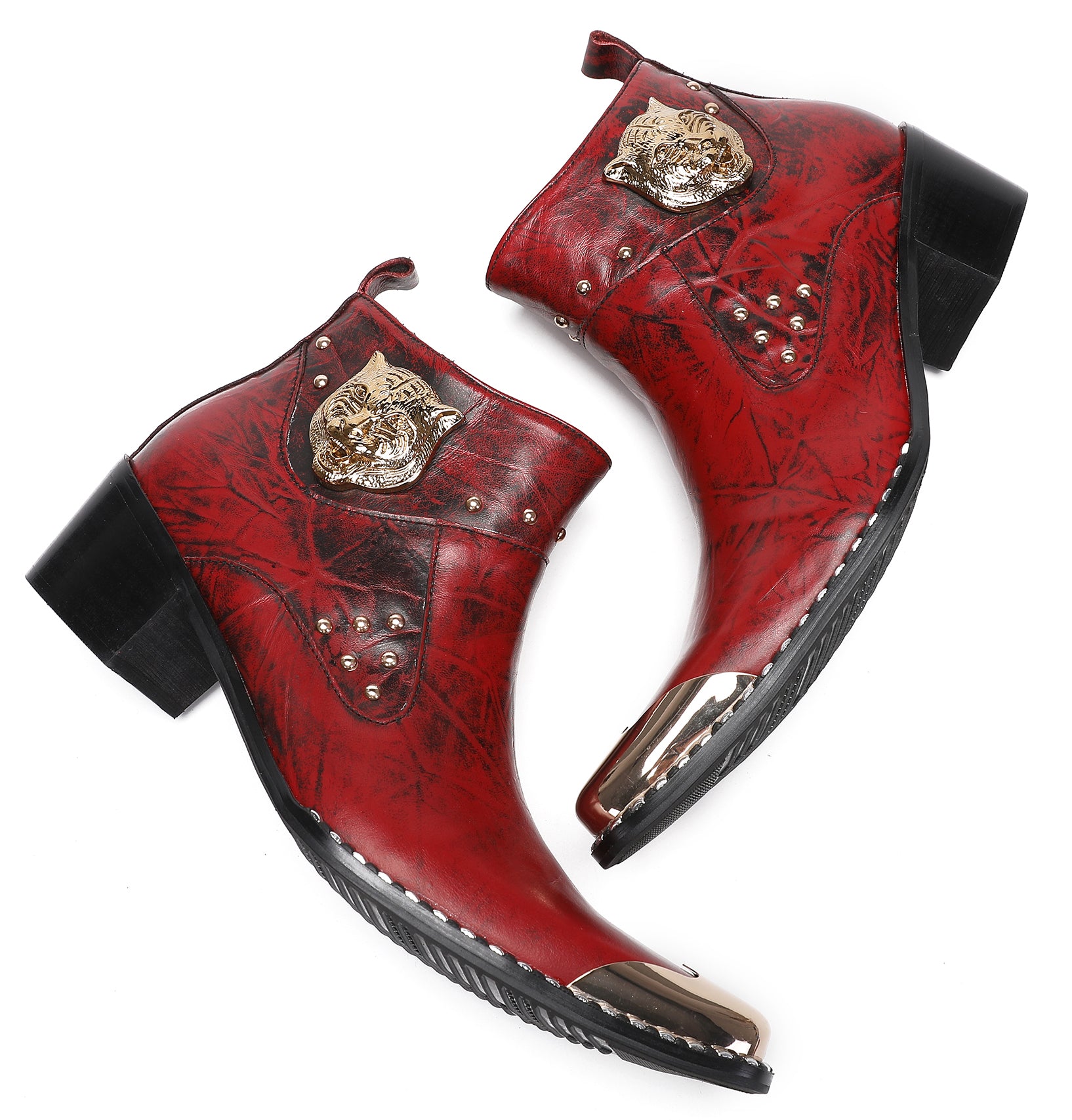 Mens Dress Western Boots Meal Square Tiger