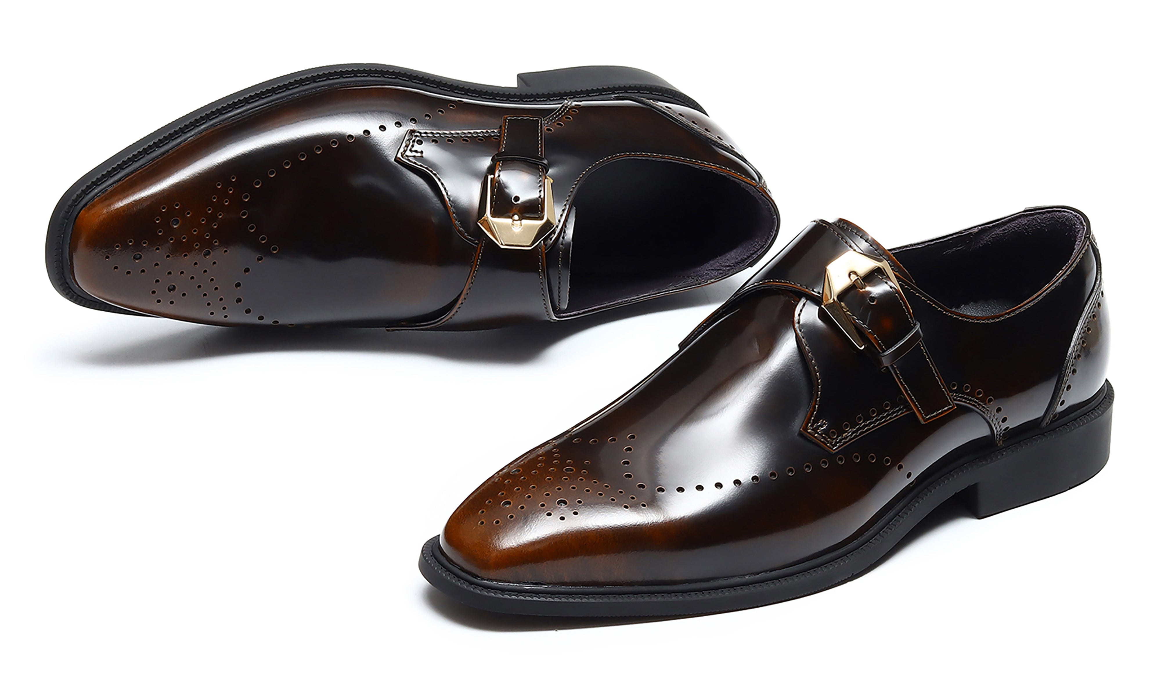 Men's Dress Semi Brogues Monk Strap Loafers