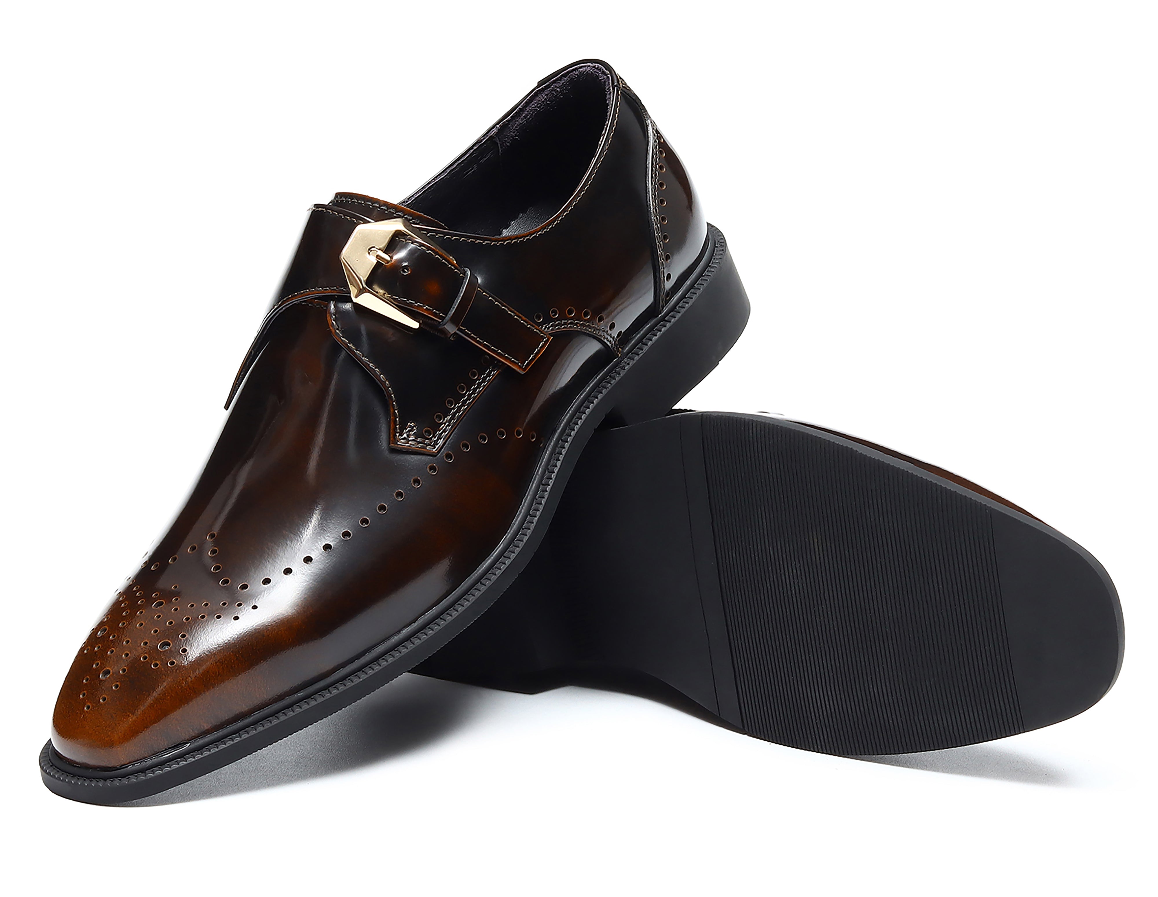 Men's Dress Semi Brogues Monk Strap Loafers