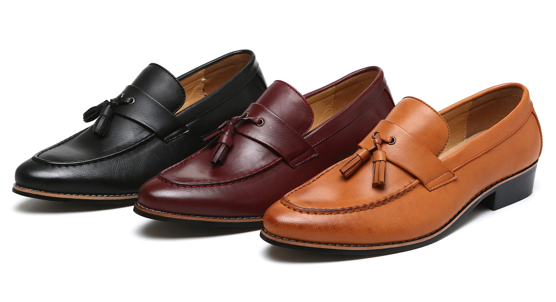 Mocasines con borlas para hombre Negro Rojo Bronceado 