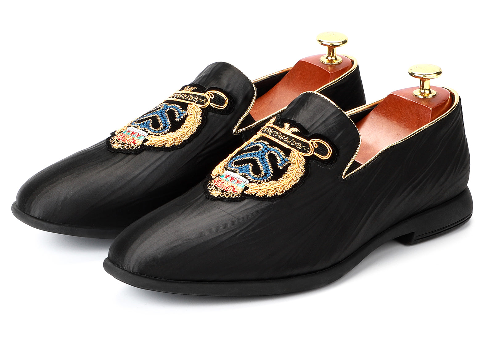 Men's Cloth Embroidery Smoking Loafers