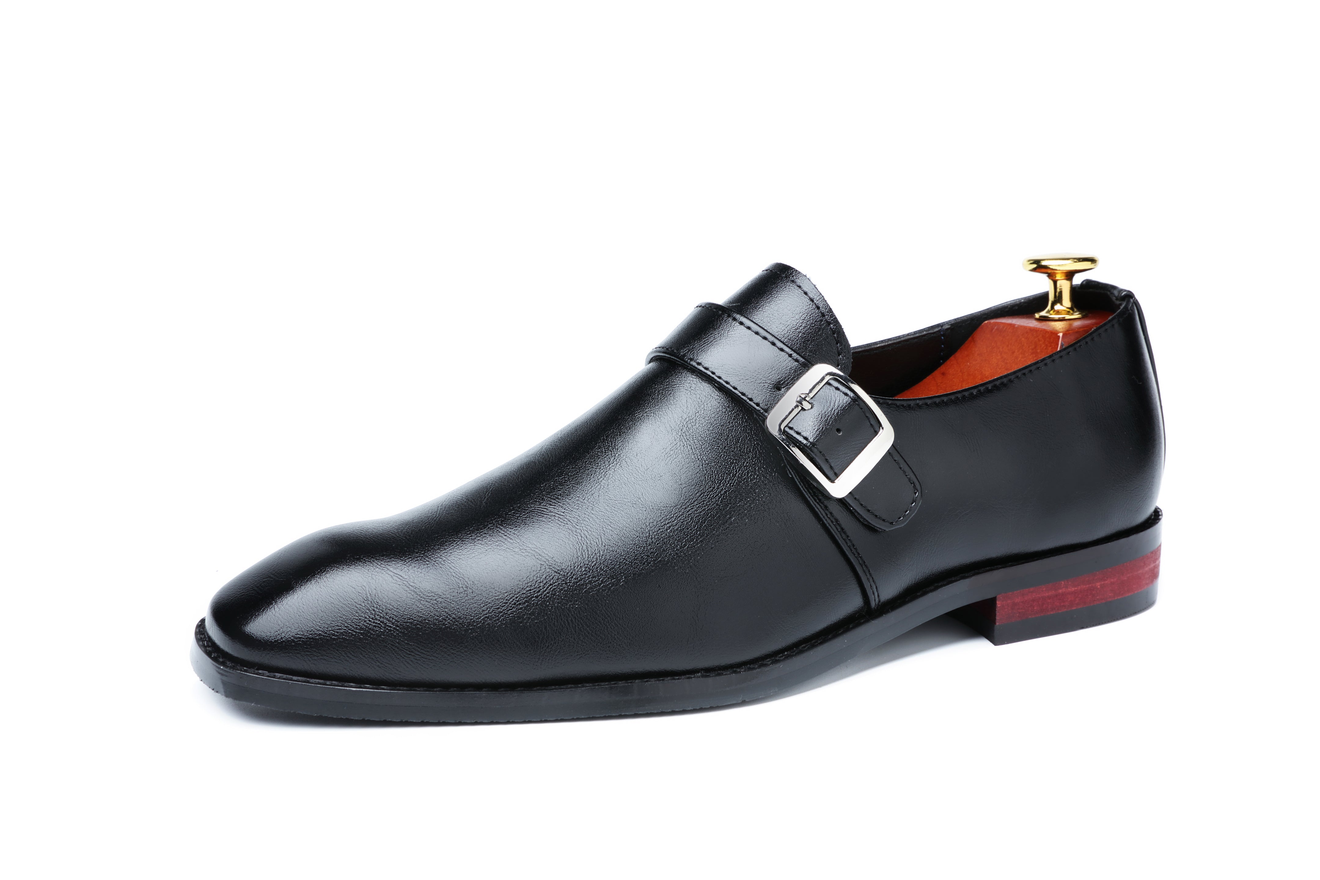 Mocasines con correa tipo monje para hombre con punta lisa