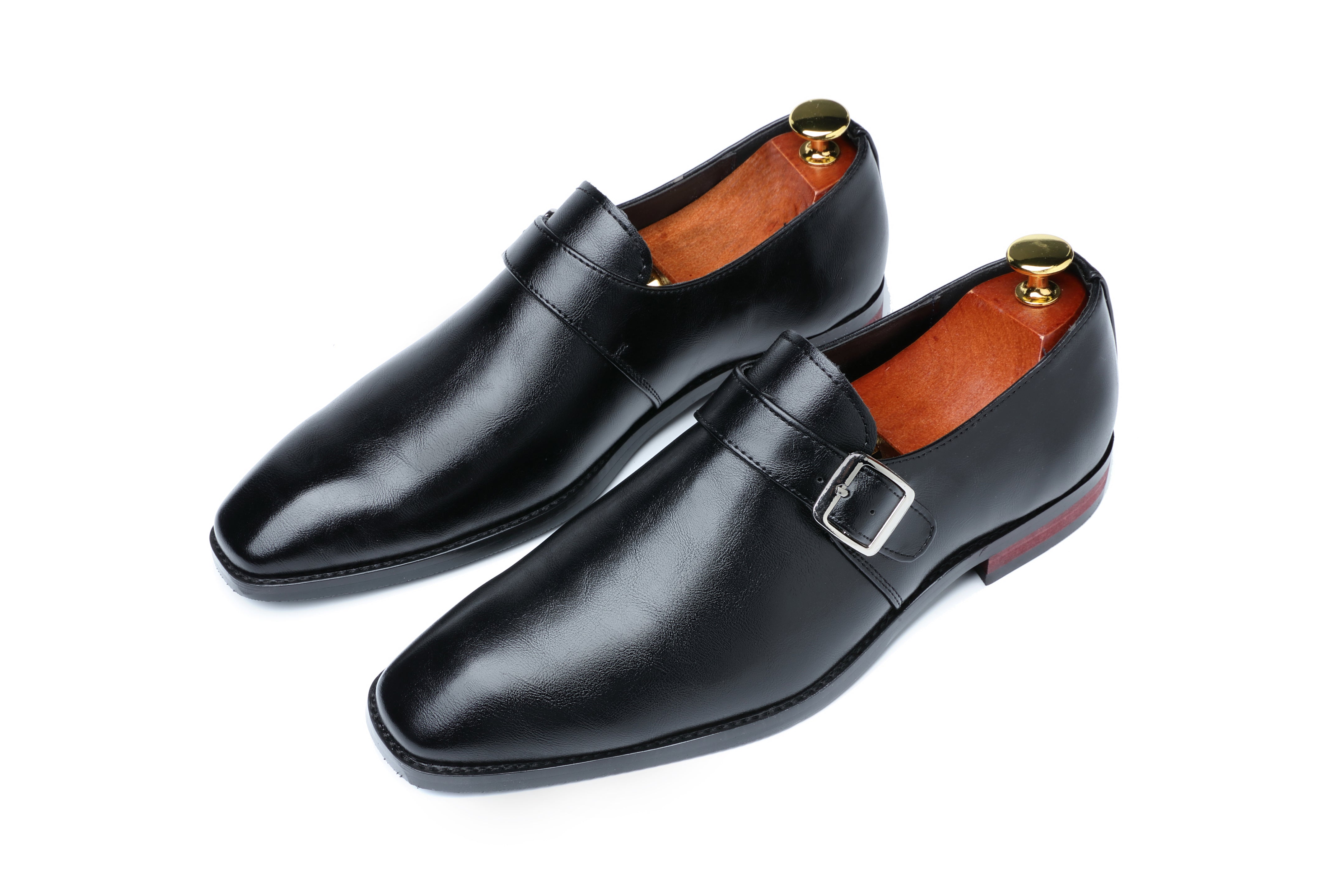 Mocasines con correa tipo monje para hombre con punta lisa