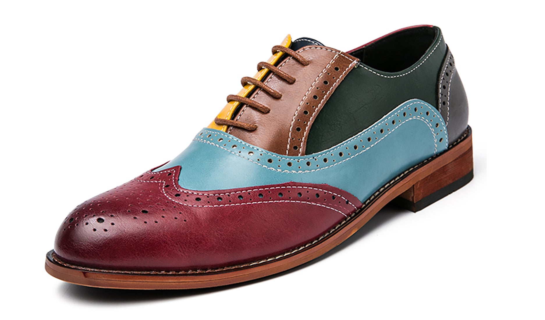 Zapatos Oxford Wingtig Brogue coloridos para hombre