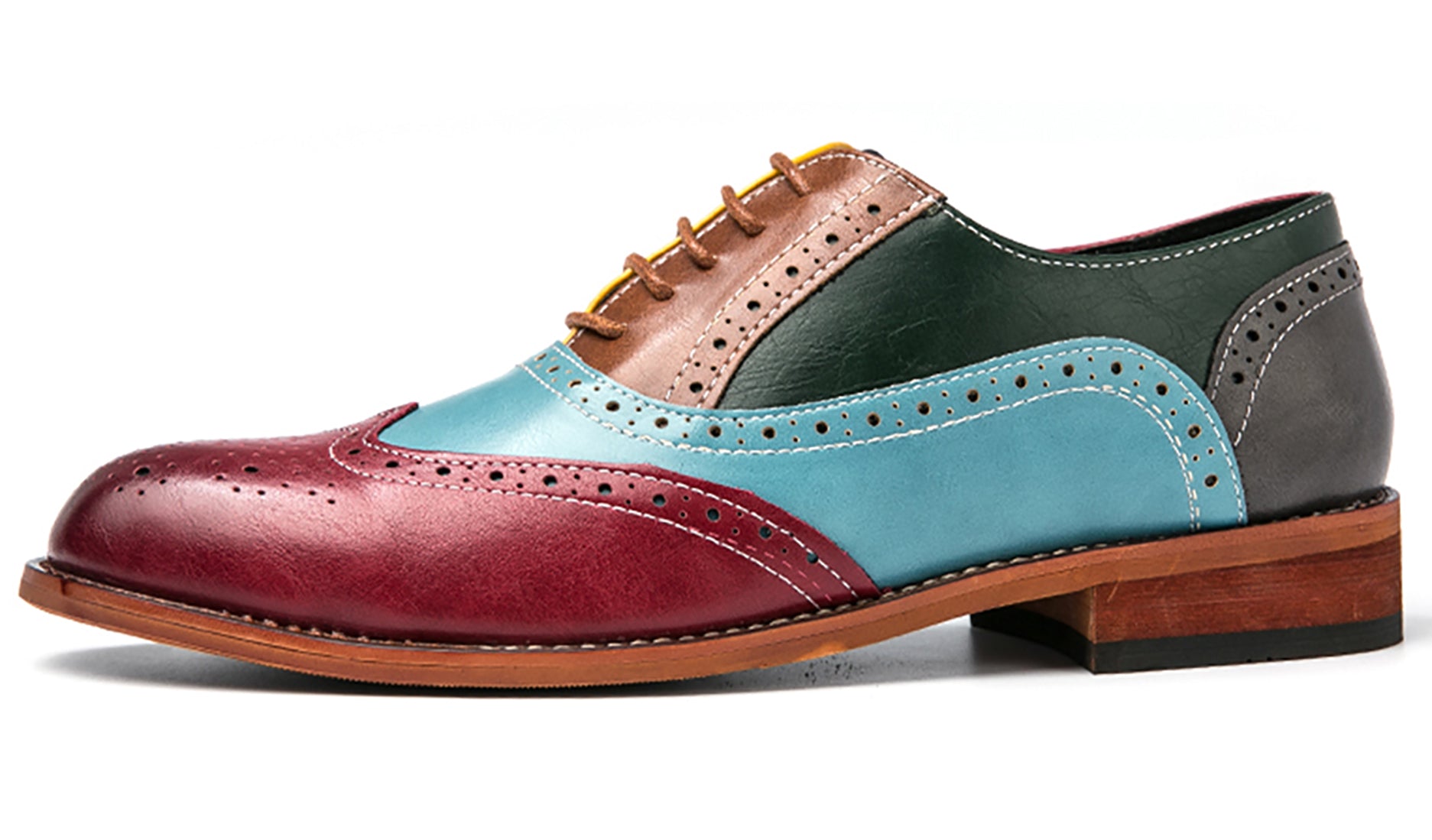 Zapatos Oxford Wingtig Brogue coloridos para hombre