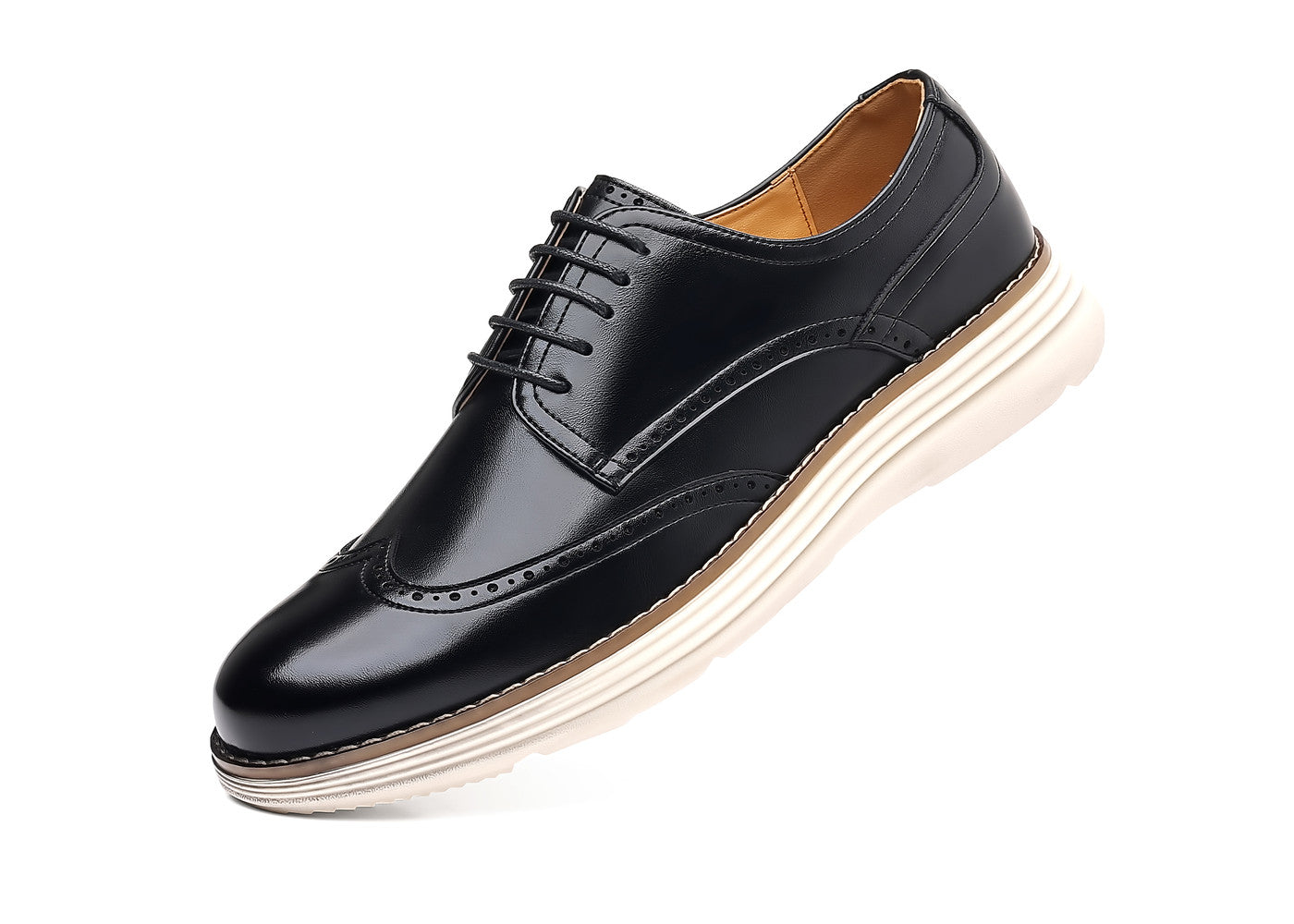 Zapatos Derby de cuero con punta de ala para hombre