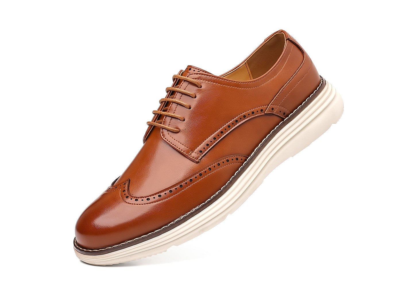 Zapatos Derby de cuero con punta de ala para hombre