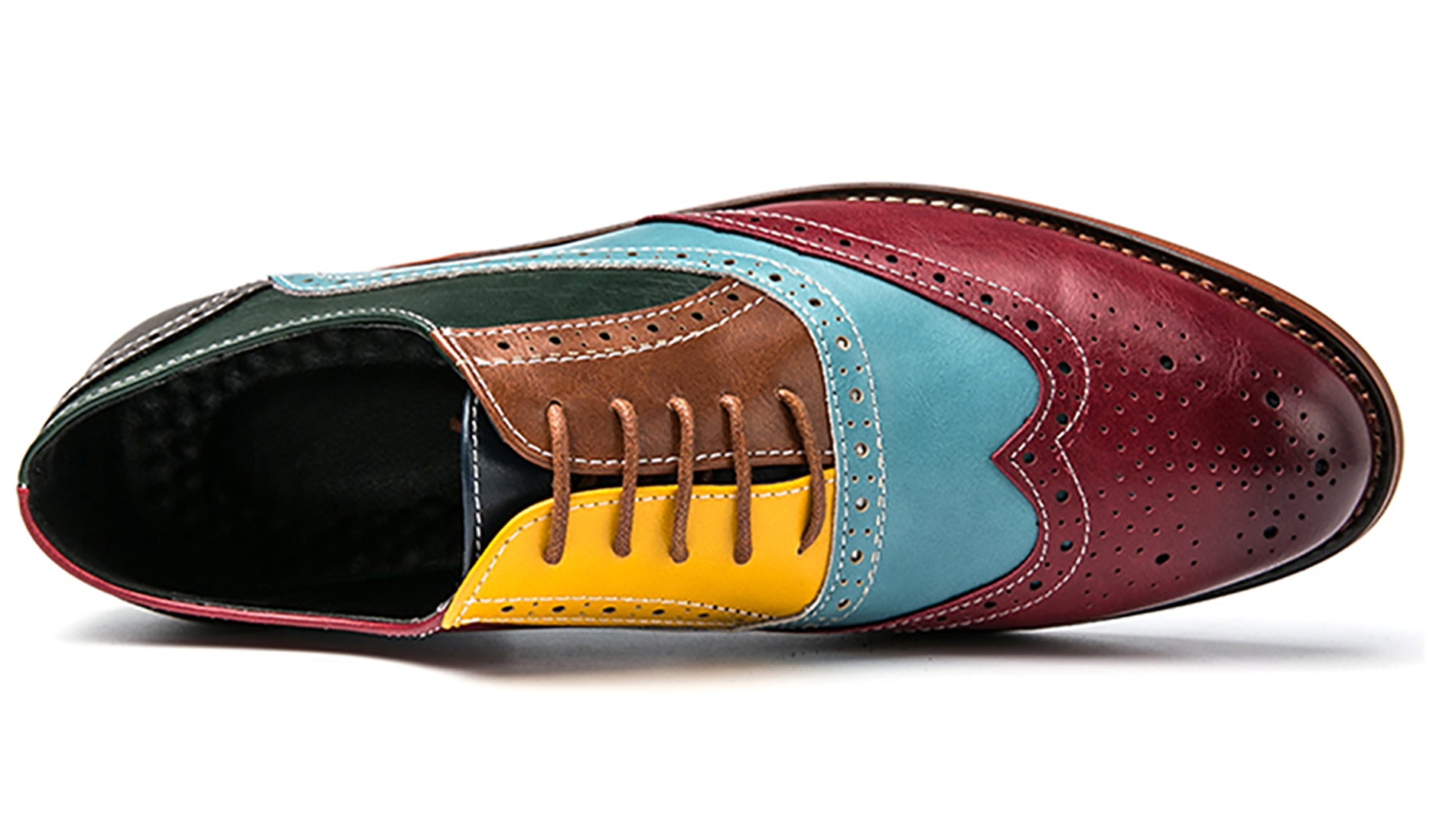 Zapatos Oxford Wingtig Brogue coloridos para hombre