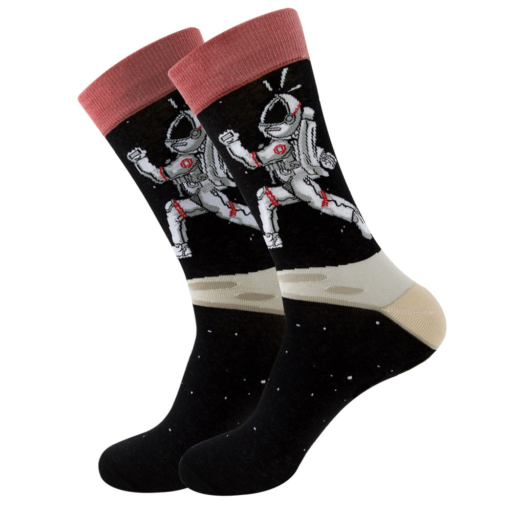 Juego de 1 par de calcetines de algodón con astronauta
