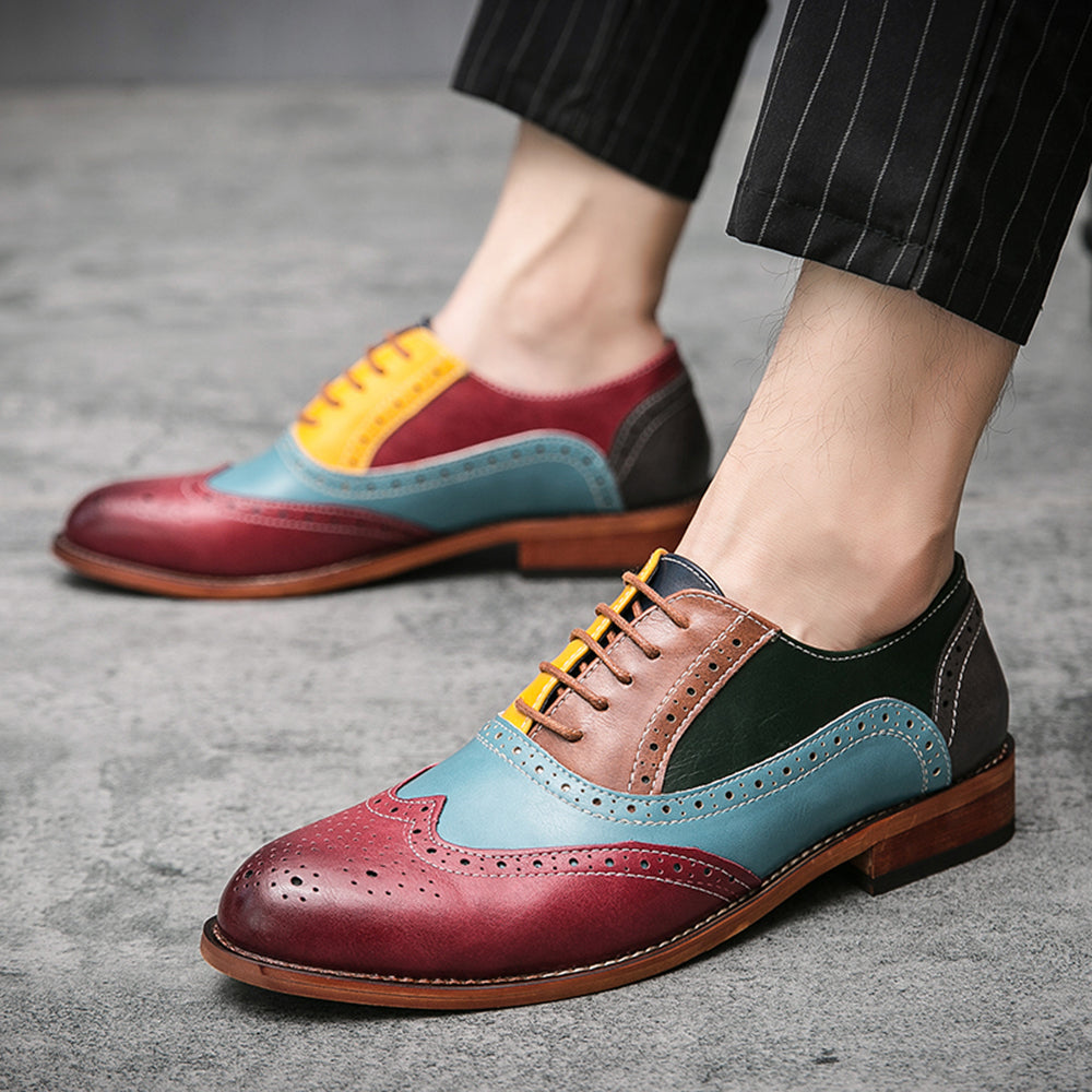 Zapatos Oxford Wingtig Brogue coloridos para hombre