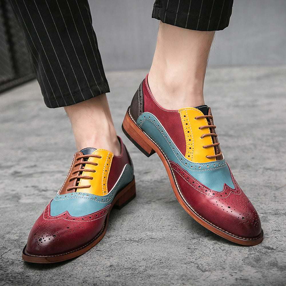 Zapatos Oxford Wingtig Brogue coloridos para hombre