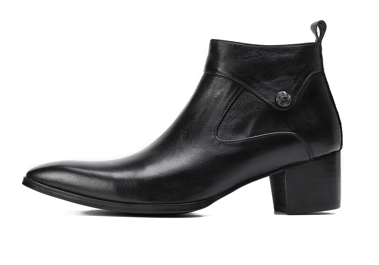 Botas occidentales de cuero con punta lisa para hombre