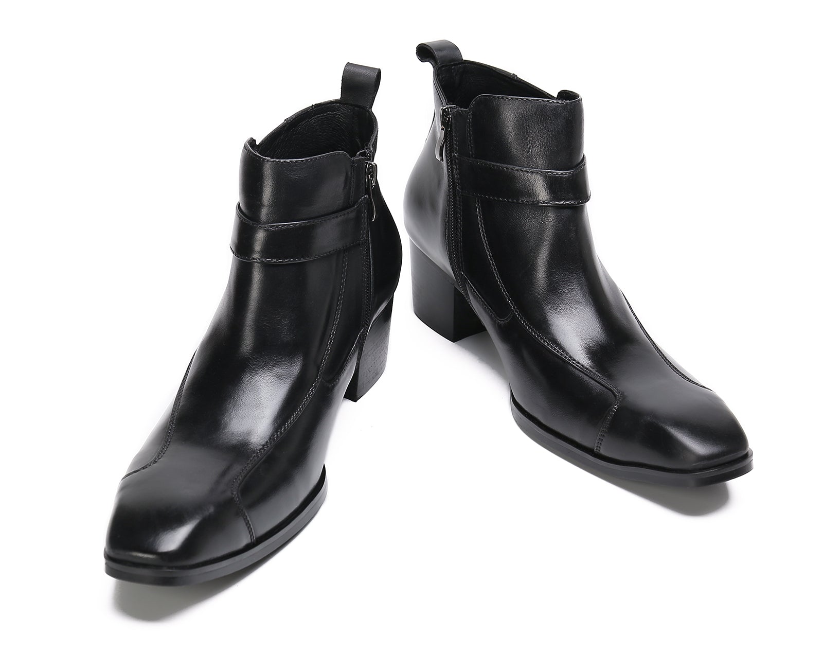 Botas occidentales de cuero con hebilla para hombre