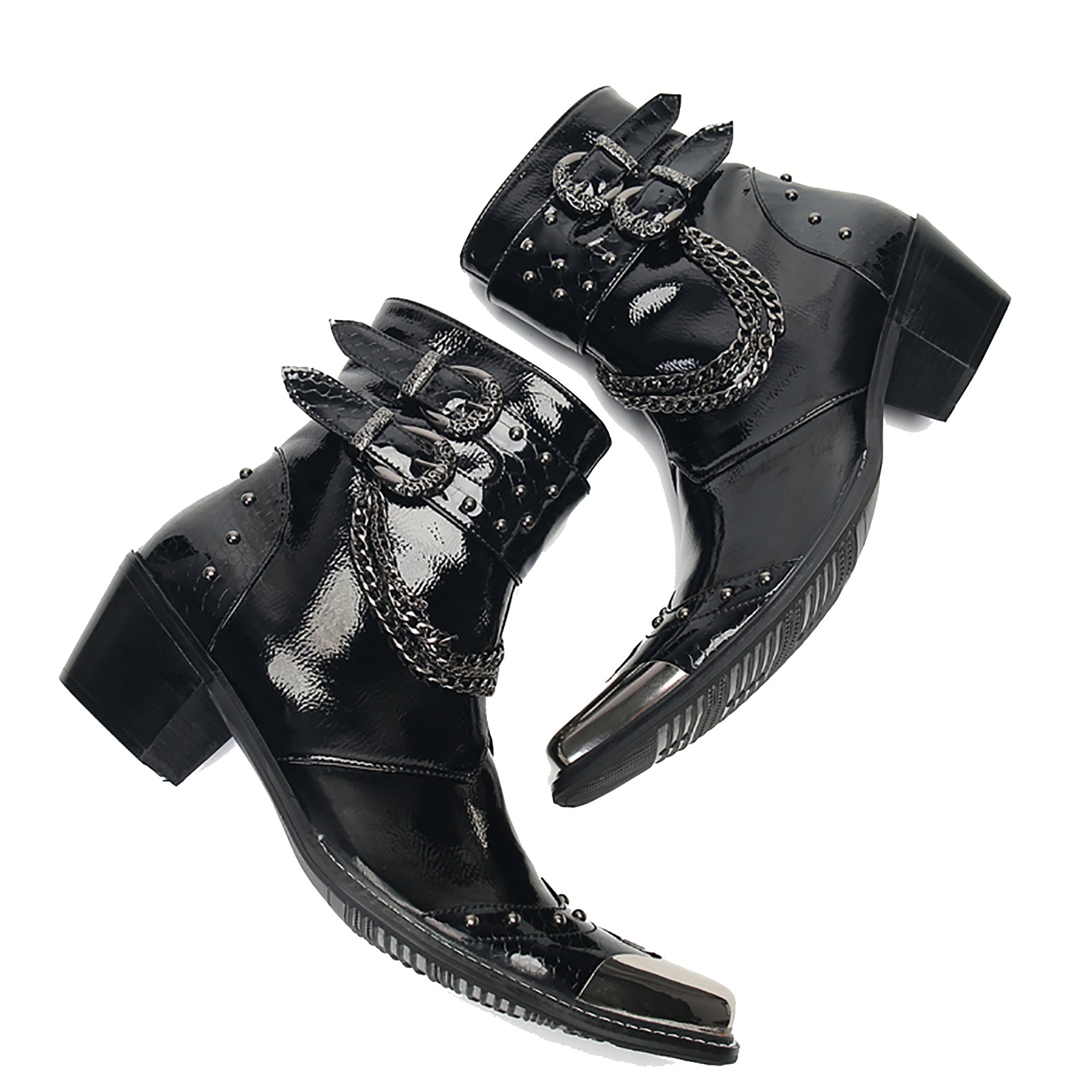 Men's Squae Metal Tip Buckle Western Boots