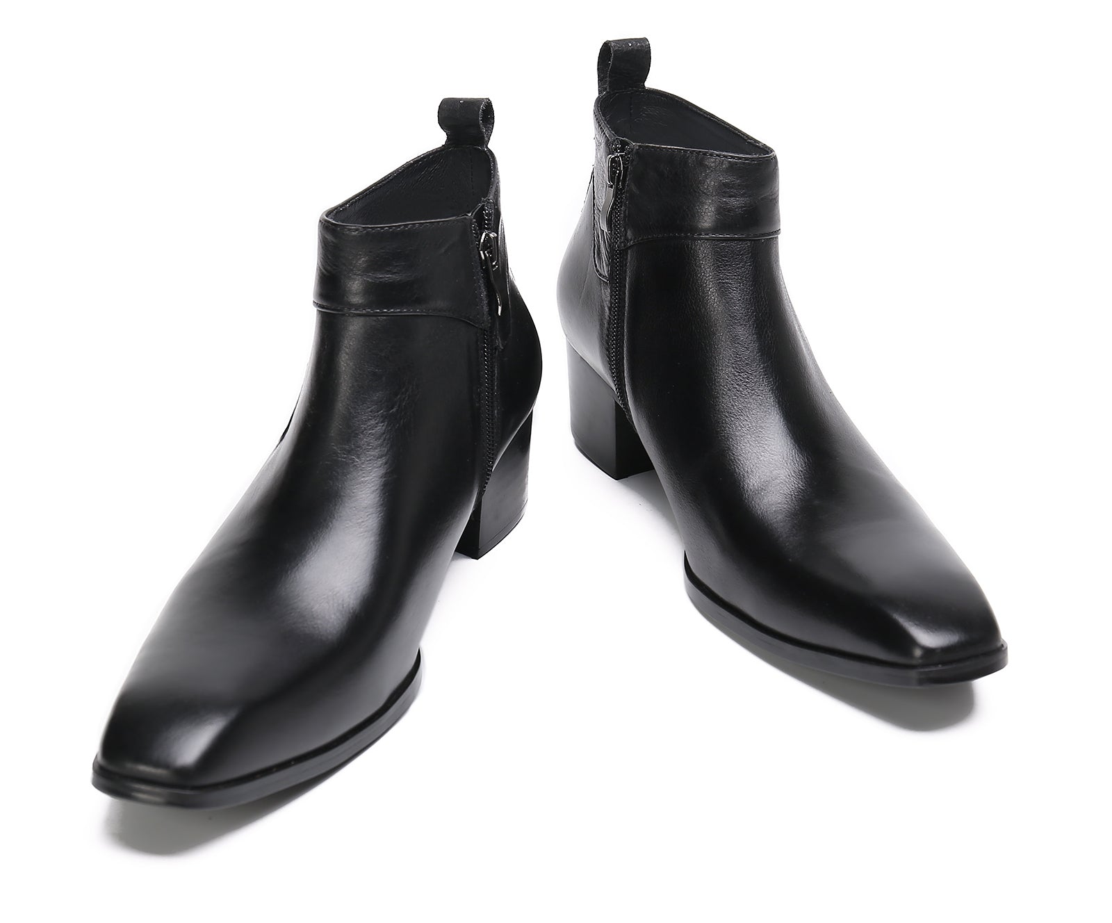 Botas occidentales de cuero con punta lisa para hombre