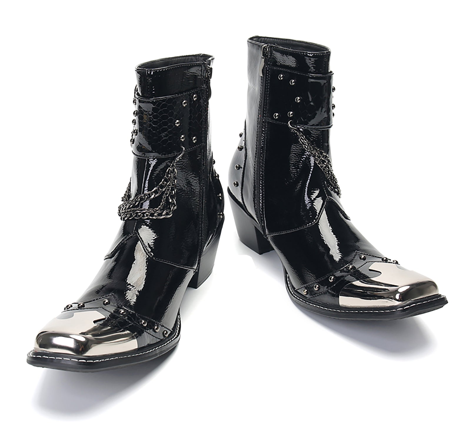 Men's Squae Metal Tip Buckle Western Boots