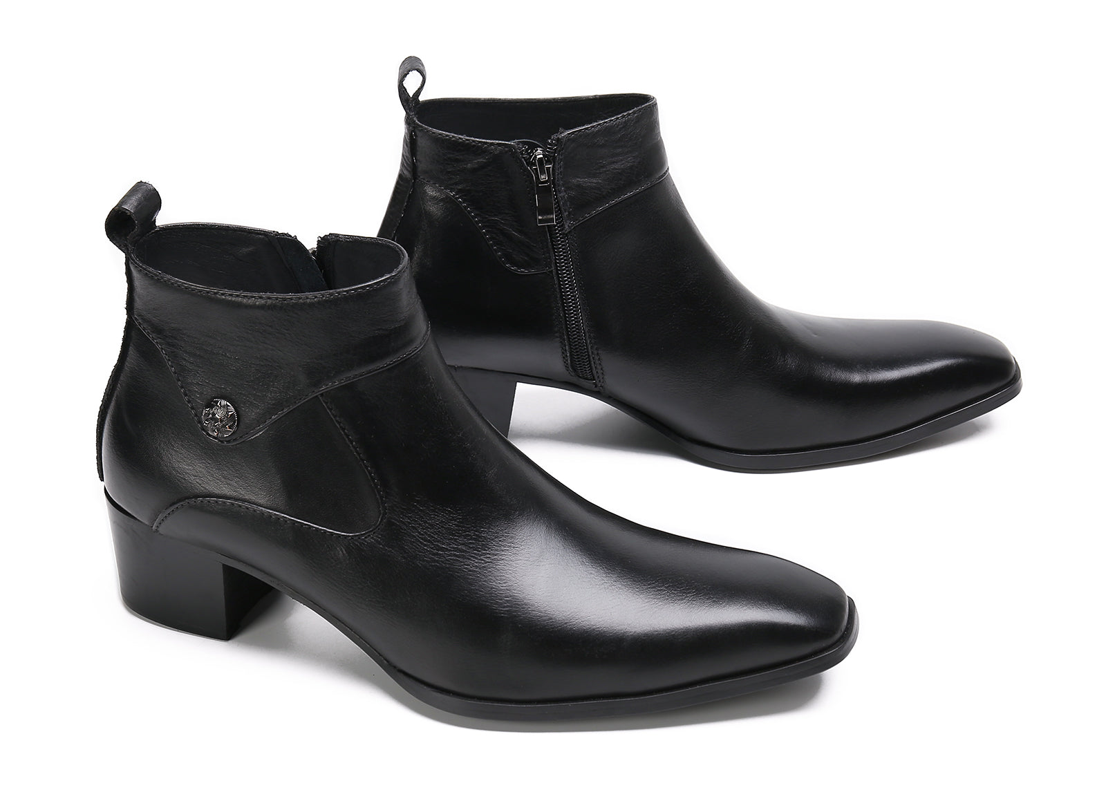 Botas occidentales de cuero con punta lisa para hombre