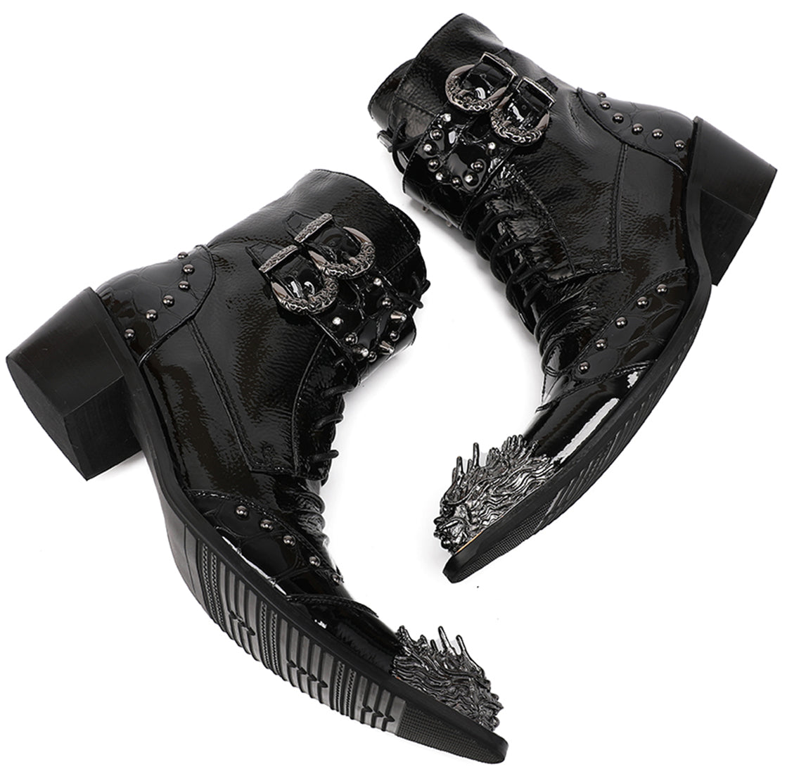 Men's Western Boots Buckle Lion High Top