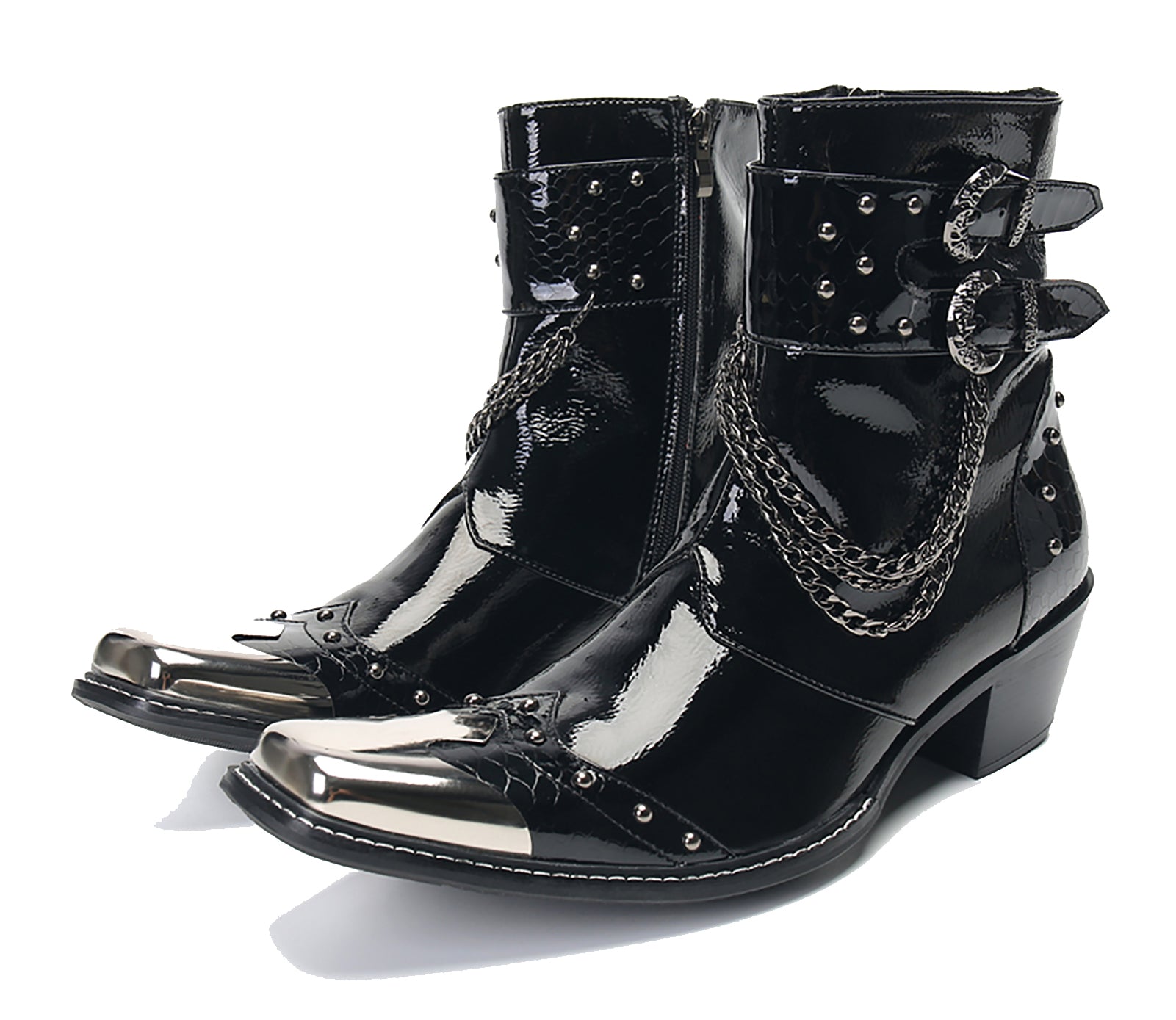 Men's Squae Metal Tip Buckle Western Boots