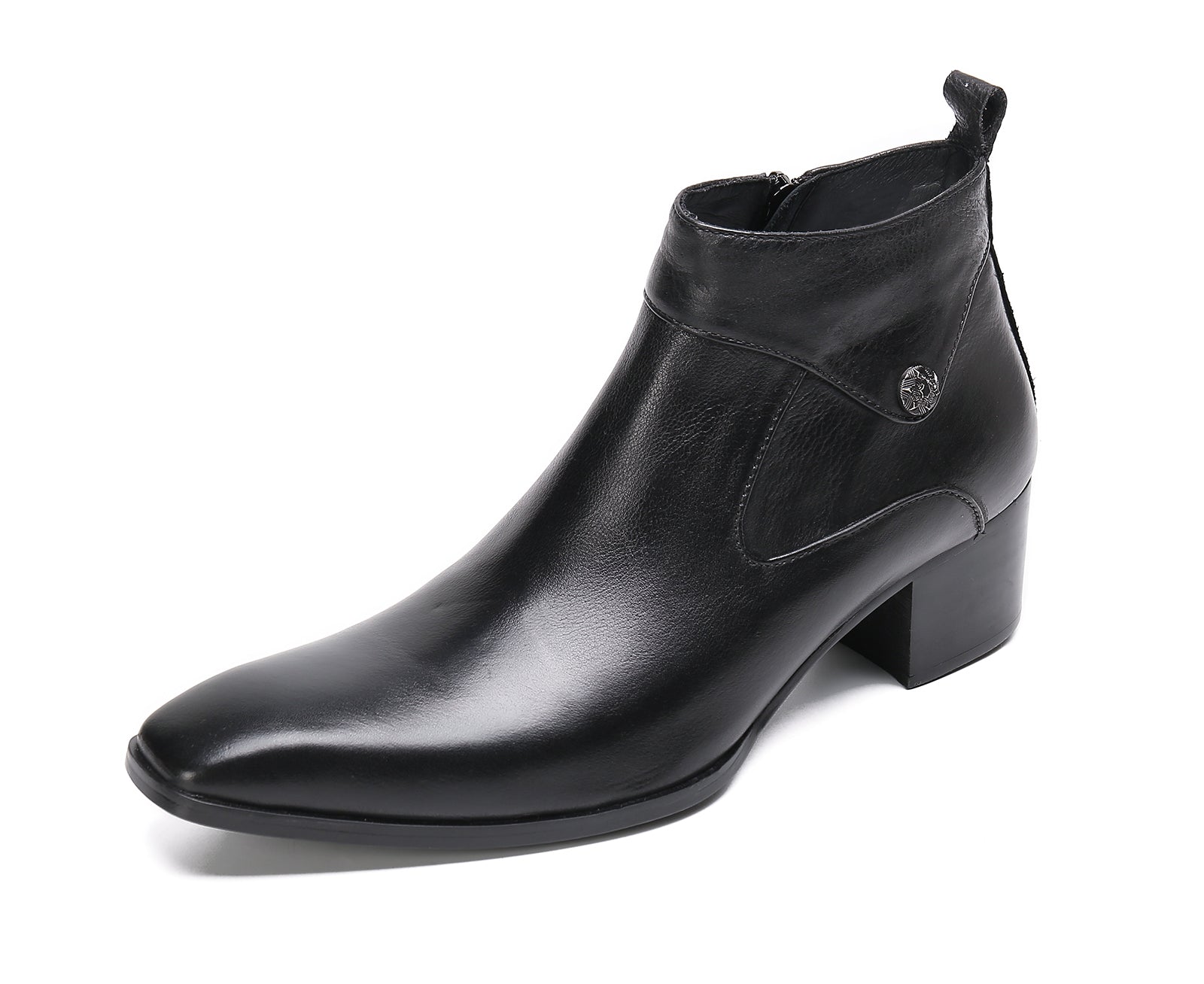 Botas occidentales de cuero con punta lisa para hombre