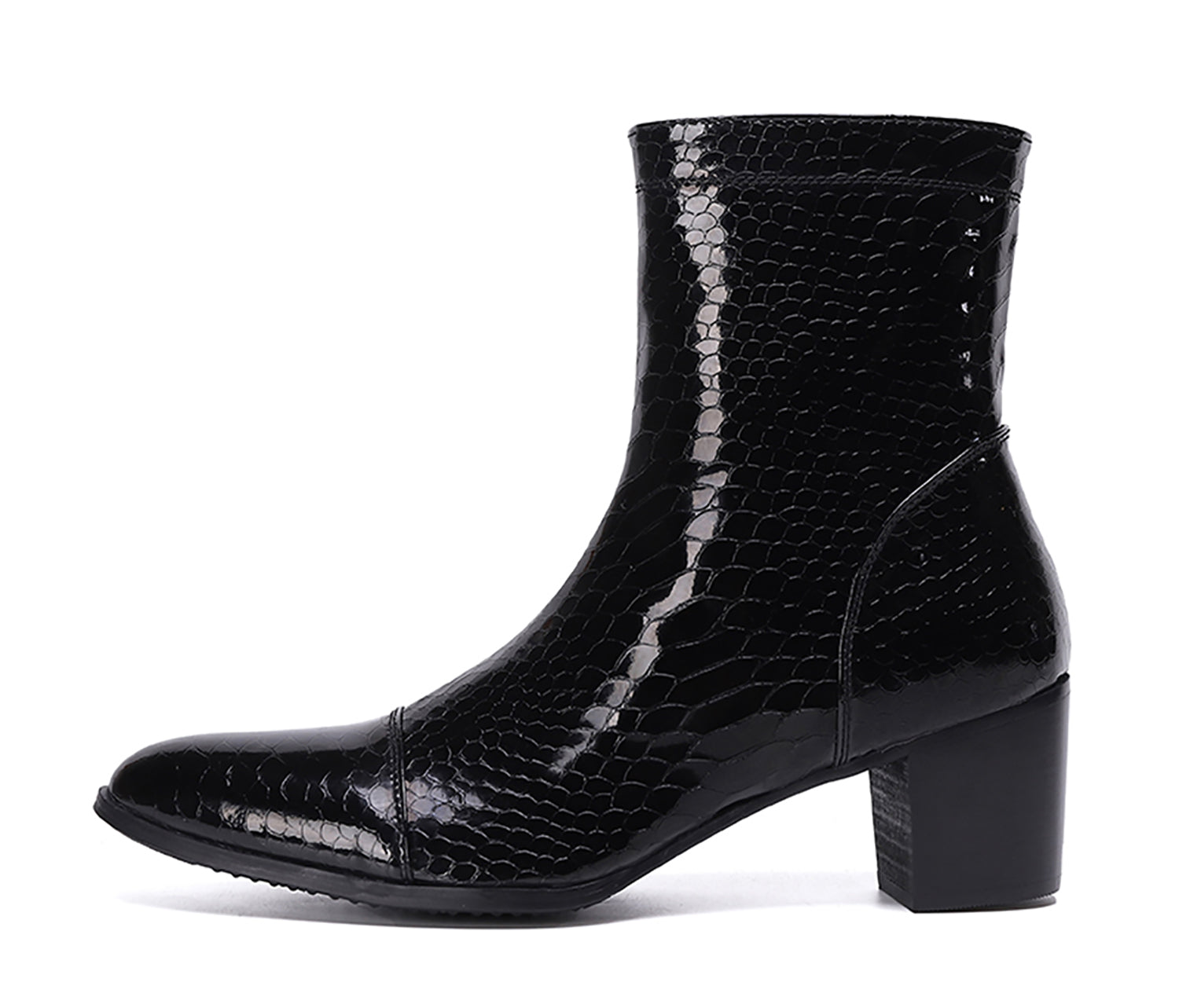 Men's Pointed Toe Zipper Leather Western Boots