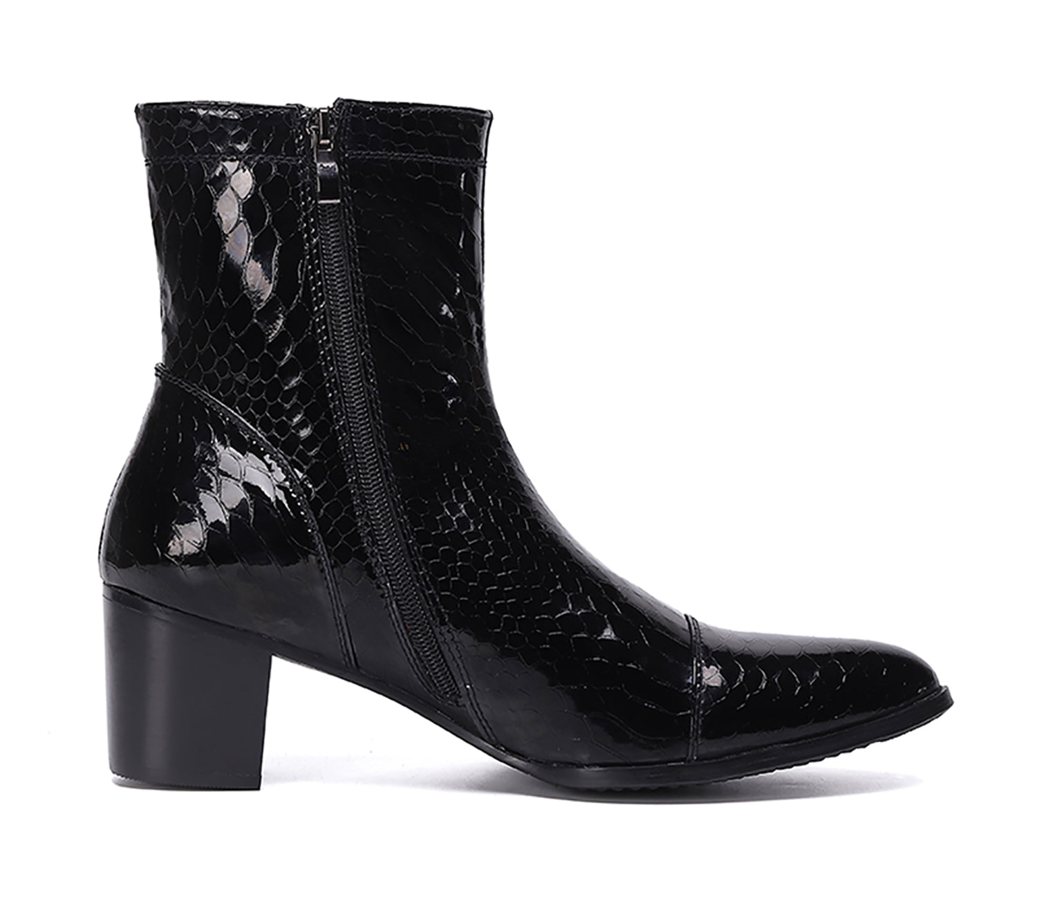 Men's Pointed Toe Zipper Leather Western Boots