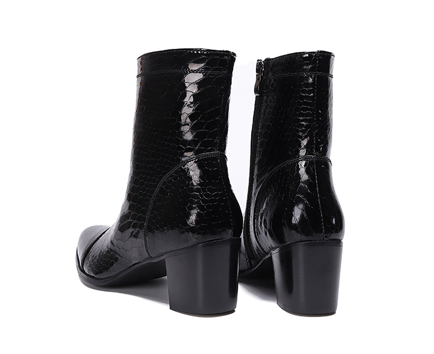 Men's Pointed Toe Zipper Leather Western Boots