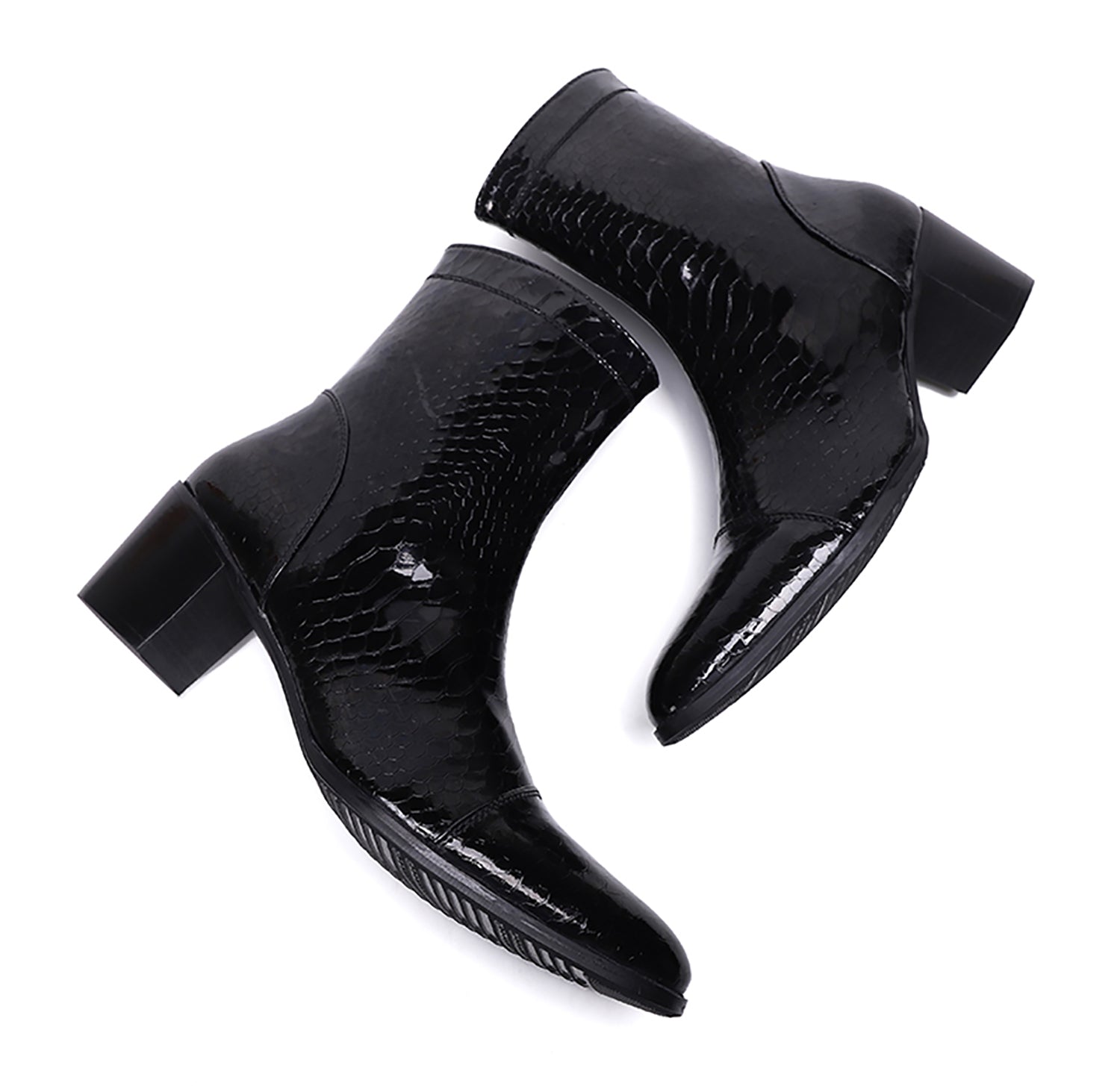 Men's Pointed Toe Zipper Leather Western Boots