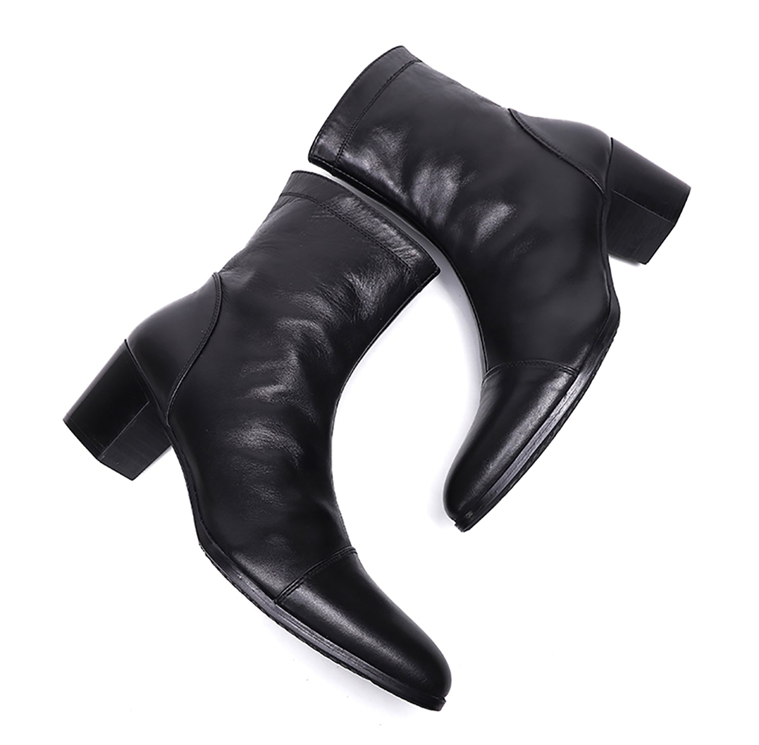 Men's Pointed Toe Zipper Leather Western Boots