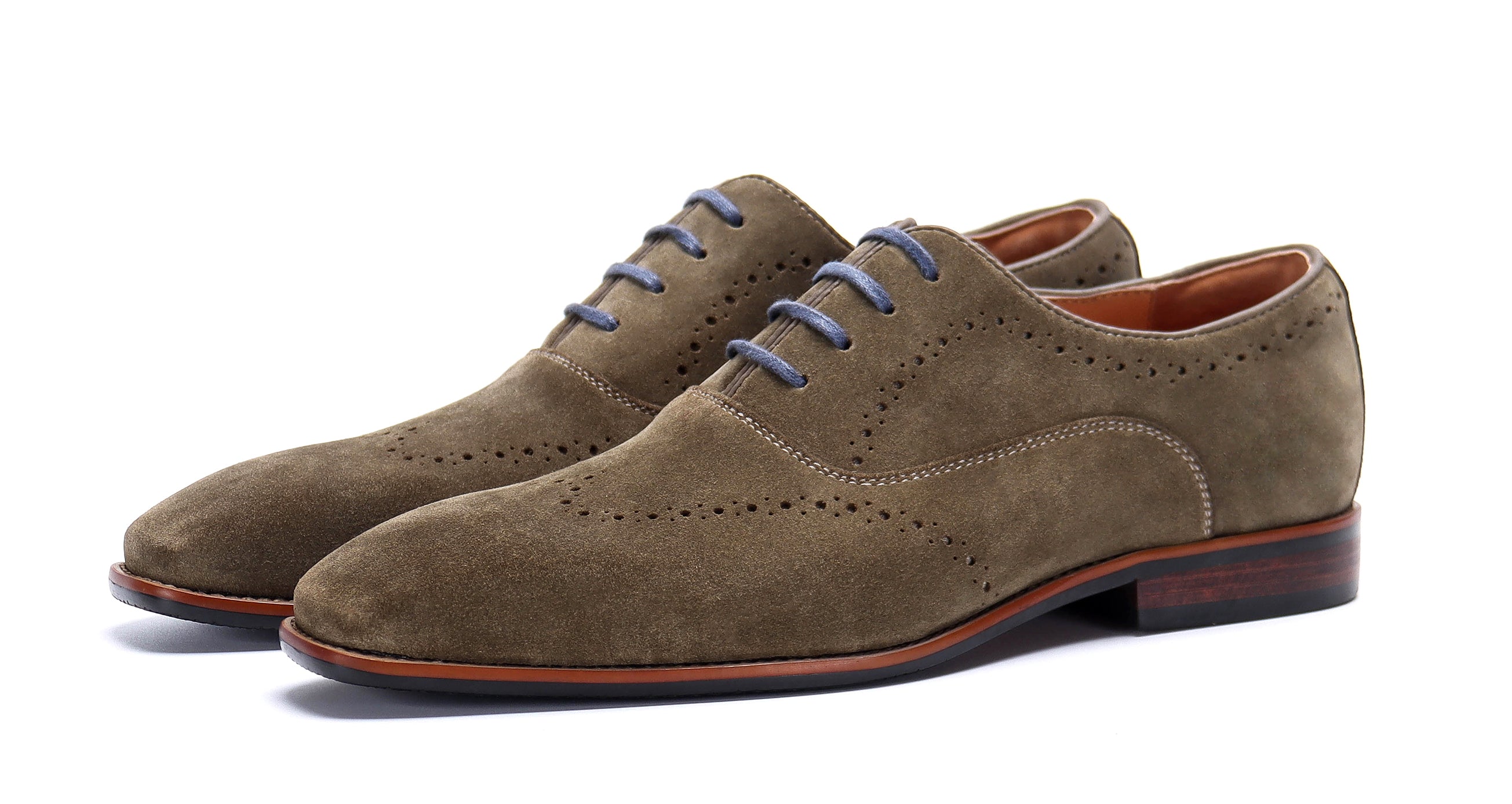 Zapatos Oxford Brogue de piel de ante para hombre 