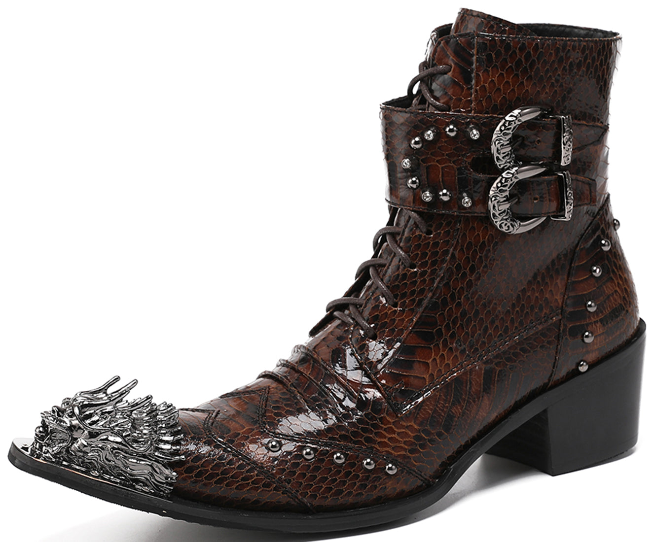 Men's Western Boots Buckle Lion High Top