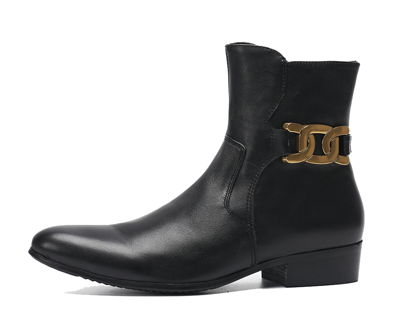 Botas occidentales de cuero con punta lisa para hombre