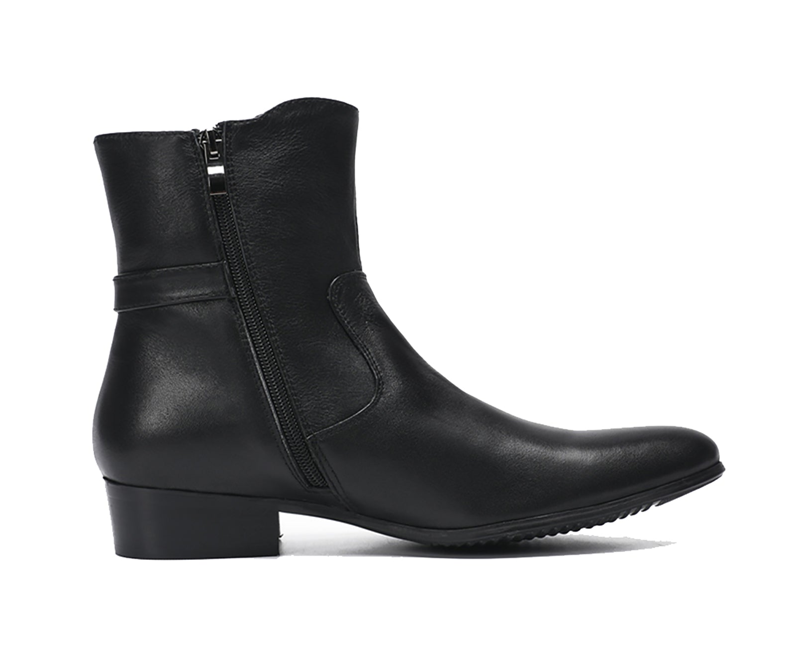 Botas occidentales de cuero con punta lisa para hombre