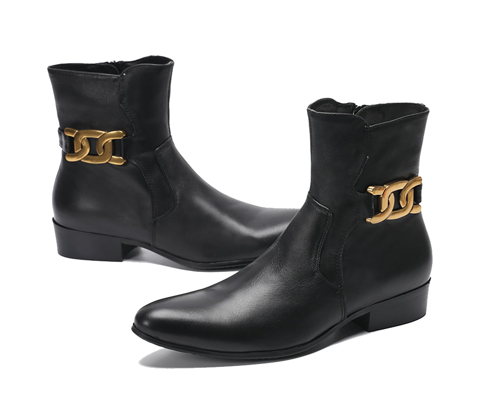 Botas occidentales de cuero con punta lisa para hombre