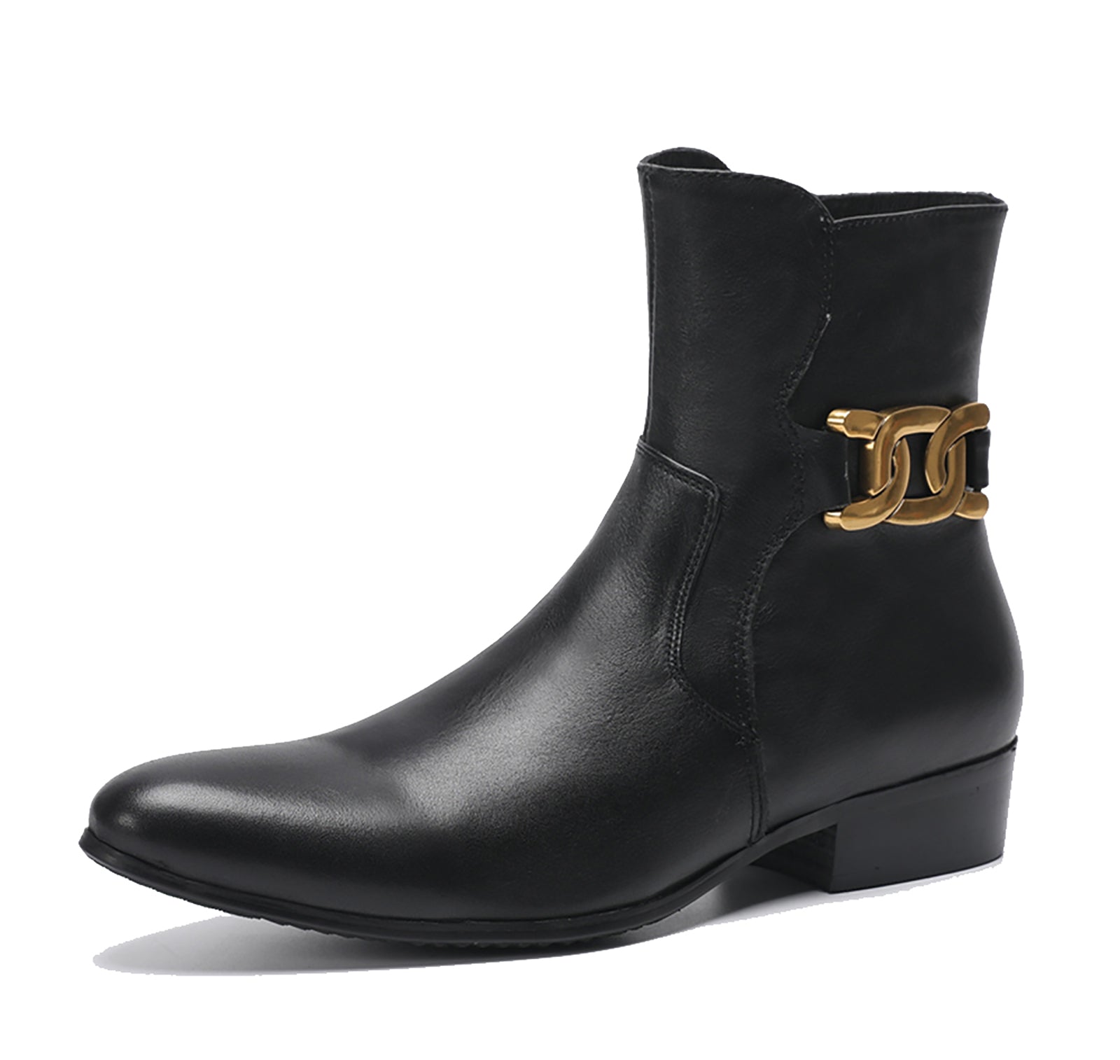 Botas occidentales de cuero con punta lisa para hombre