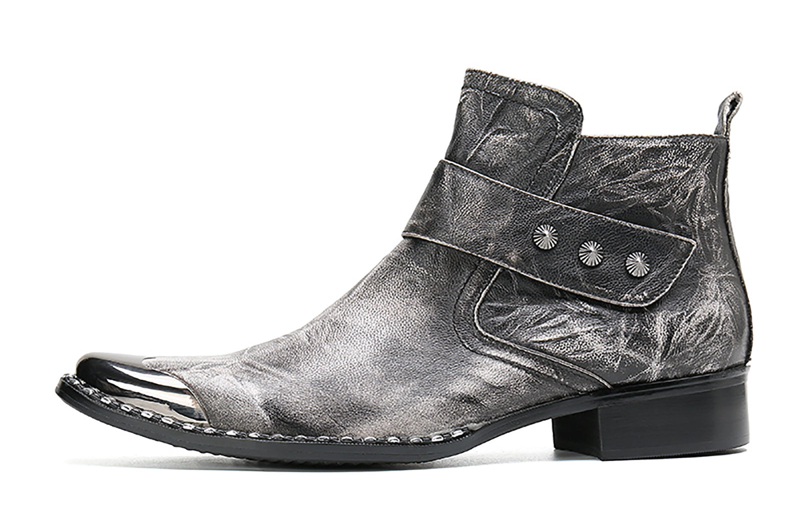 Men's Zipper Western Boots Metal Tip